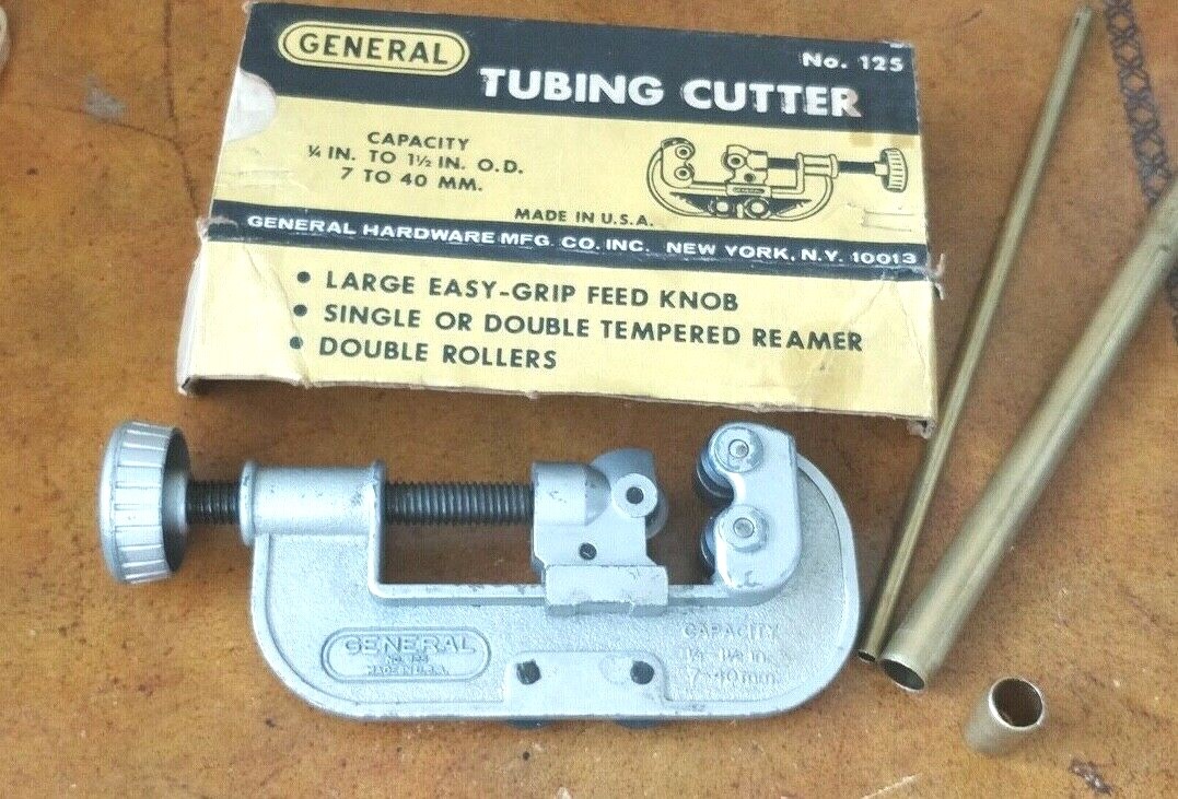General No. 125 Tubing Pipe Cutter 1/4” To 1-1/2” Capacity Original Box -- USA