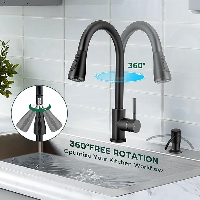 Kitchen Sink Faucet Pull Down Sprayer Swivel Single Handle Pull Out Mixer Taps