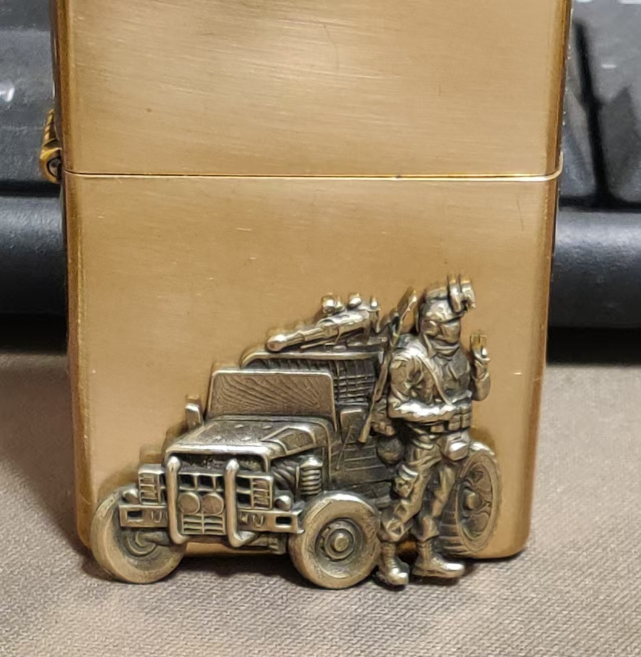 1 piece Lighter accessories Brass Off road vehicles and soldiers DIY sticker