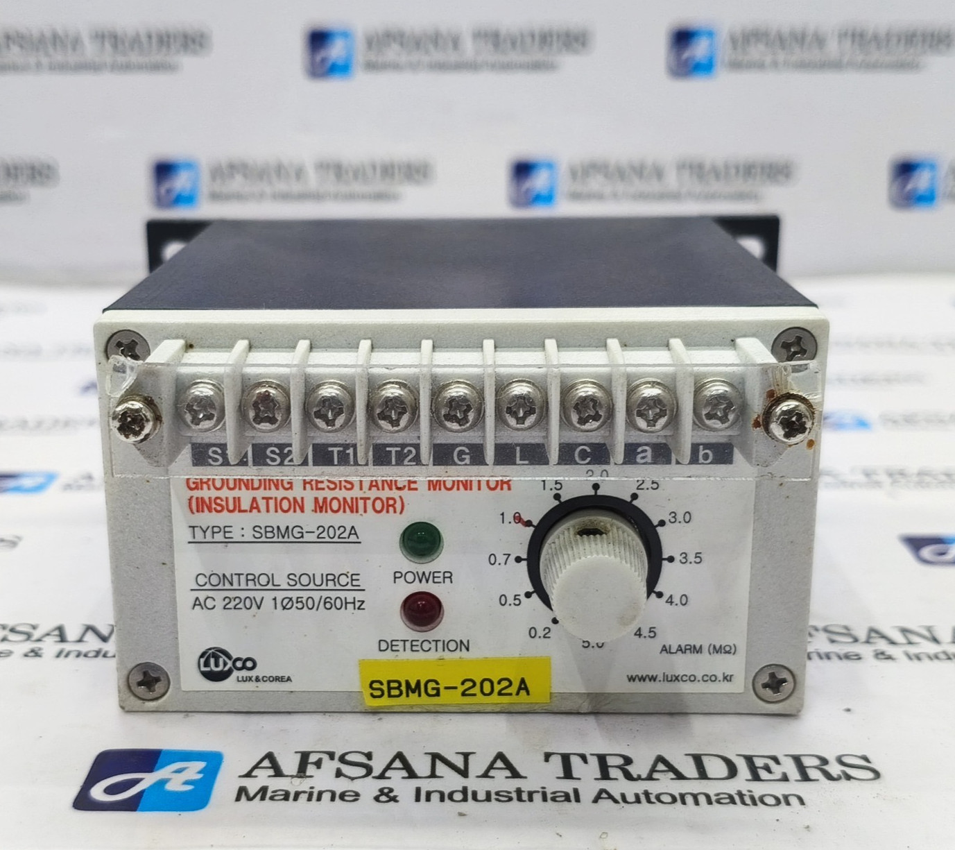 LUXCO SBMG-202A GROUNDING RESISTANCE MONITOR AC 220V 0.2 MΩ TO 4.5 MΩ