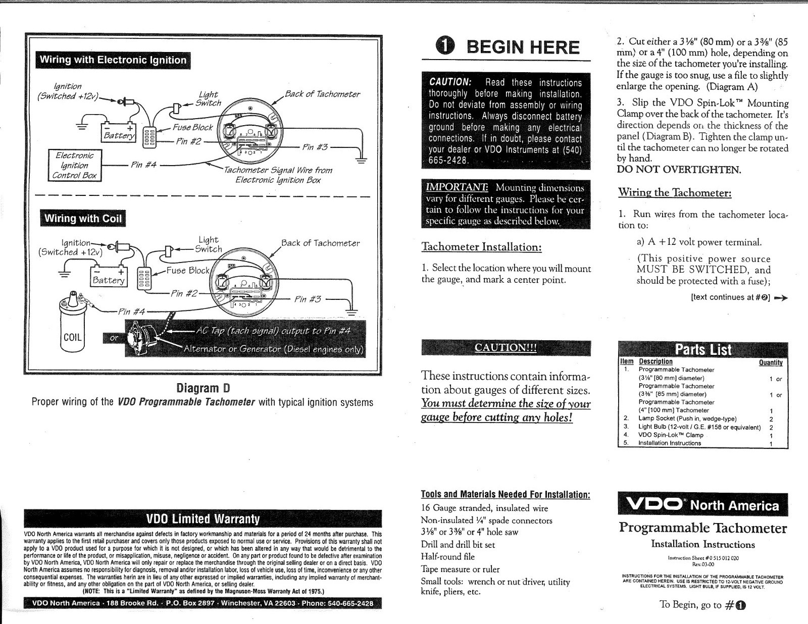 VDO Tachometer 7000 RPM