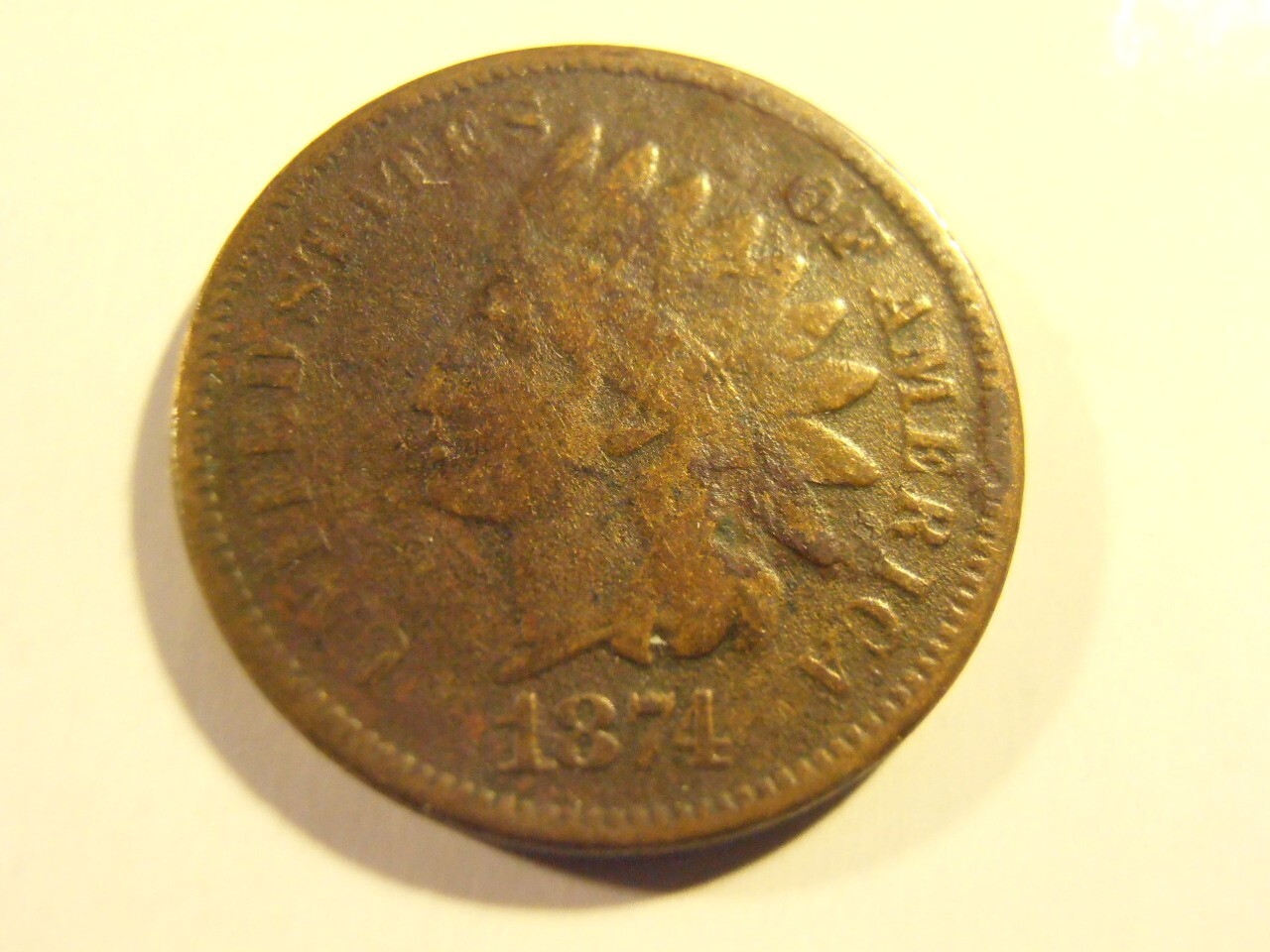 1874 Indian Head Cent Penny ONLY 14.1 MILLION MINTED (74DRC1)