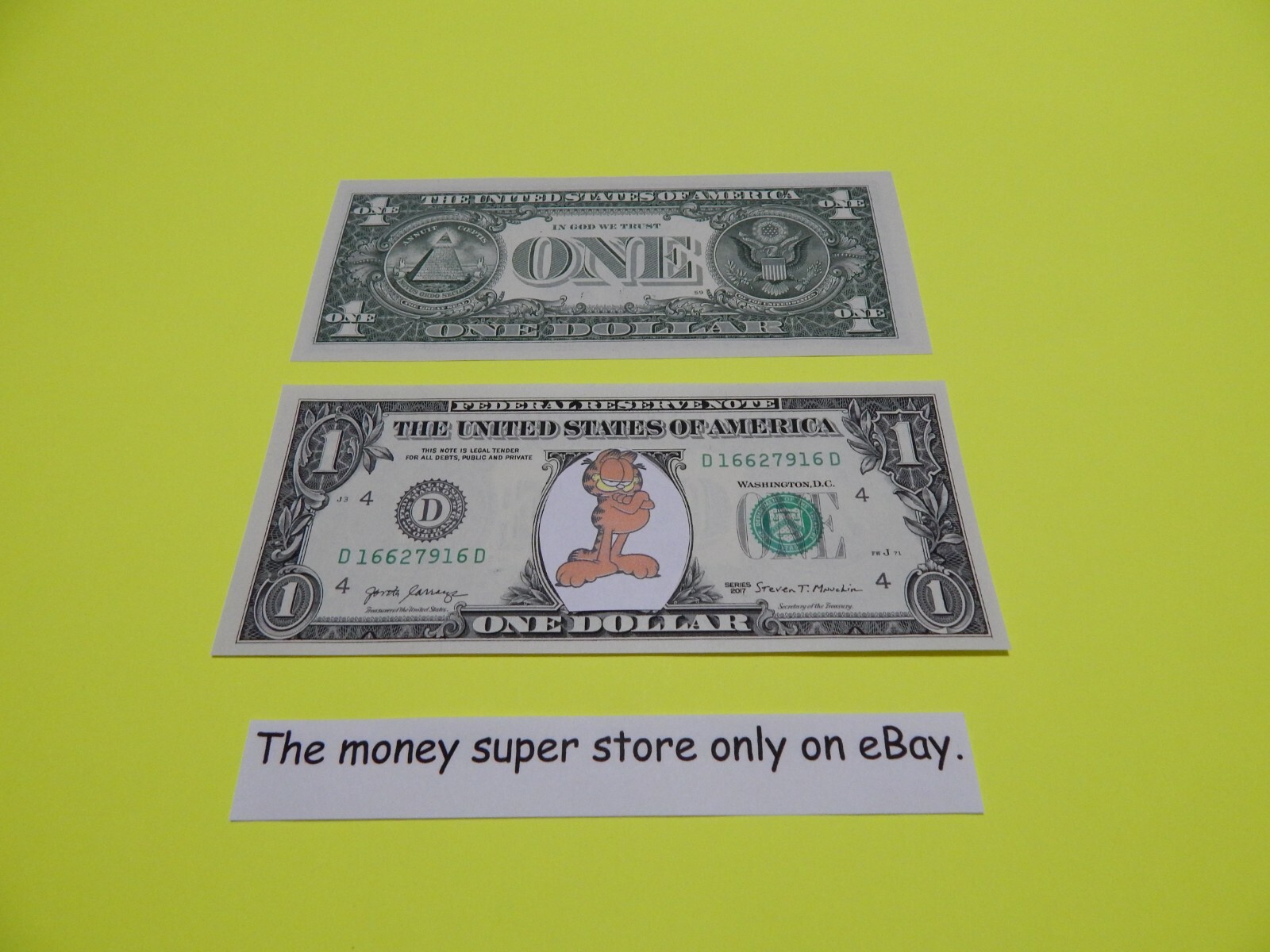 THE GARFIELD DOLLAR U.S. $1 ONE DOLLAR BILL CIRCULATED REAL DOLLAR ITEM #78.
