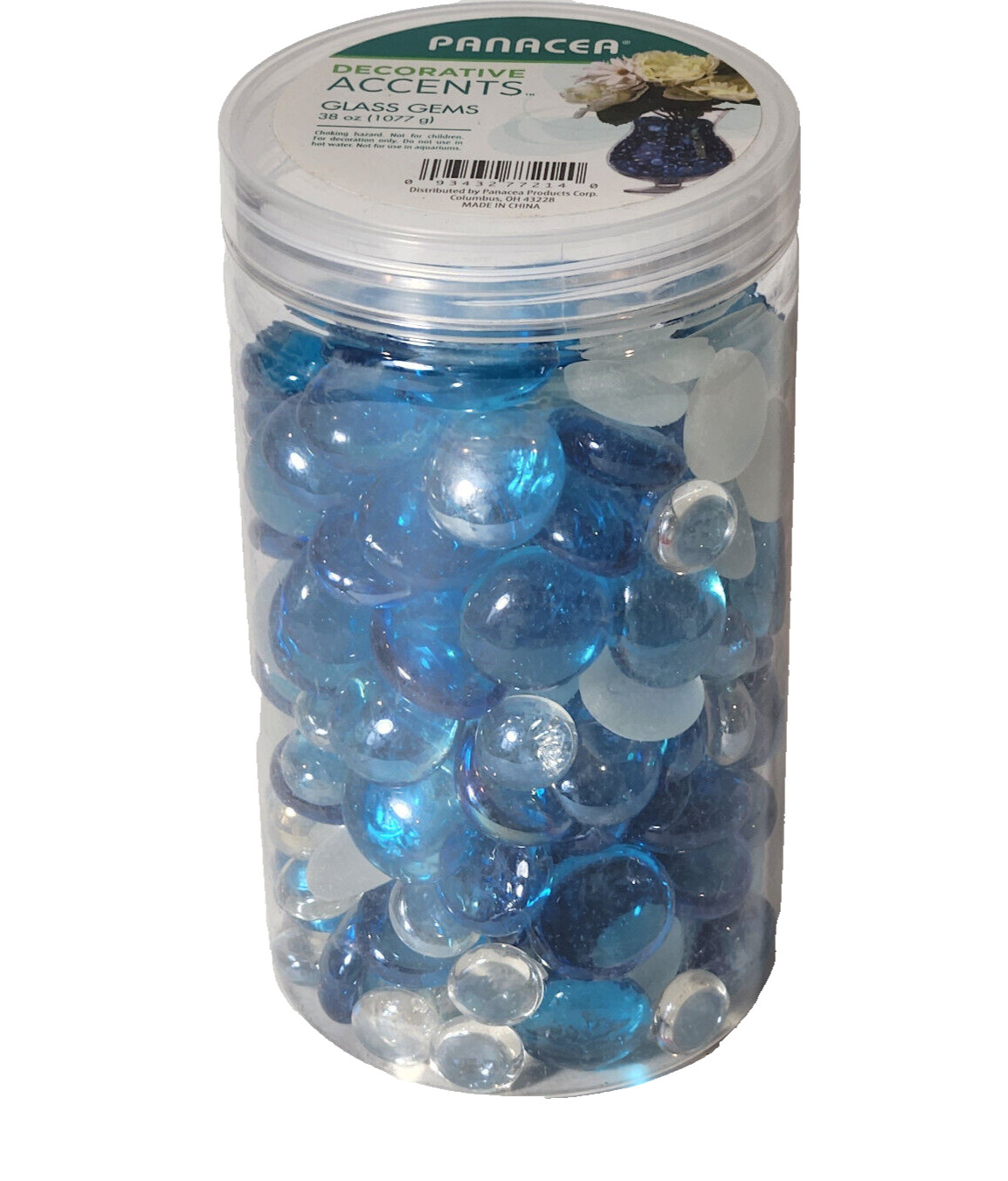 Panacea Decorative Accents Glass Gems 2 lb Luster Ice Aqua Blue Clear Frosted