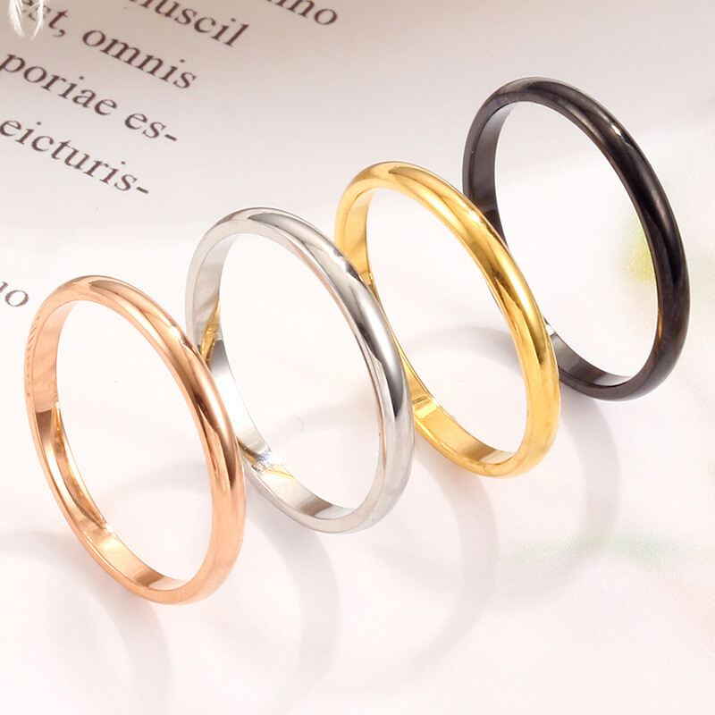 Stainless Steel Finger Ring Women Ring 2mm Couple Ring Circle Plain