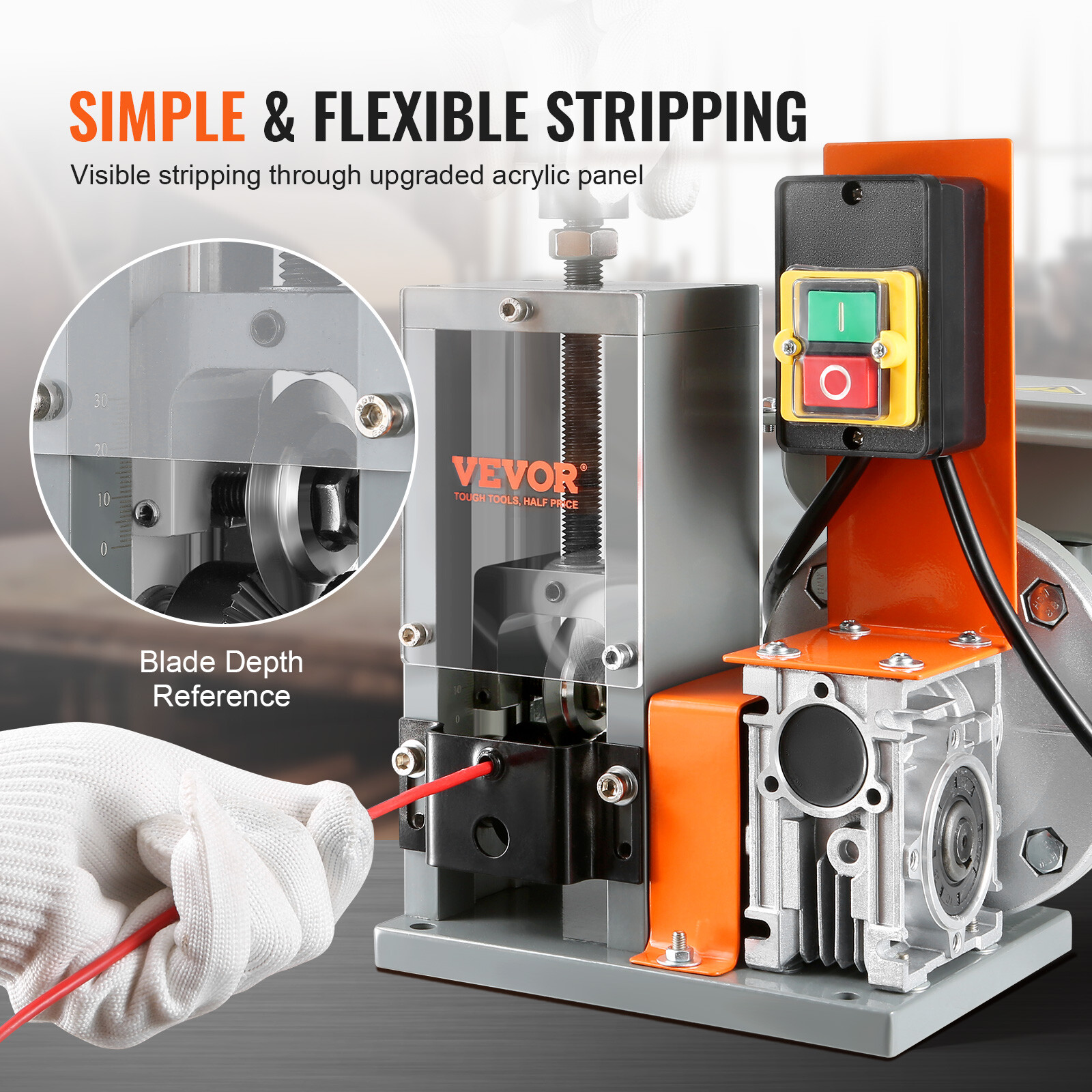 VEVOR Electric Wire Stripping Machine Copper Cable Stripper 0.06''-0.98'' Visual