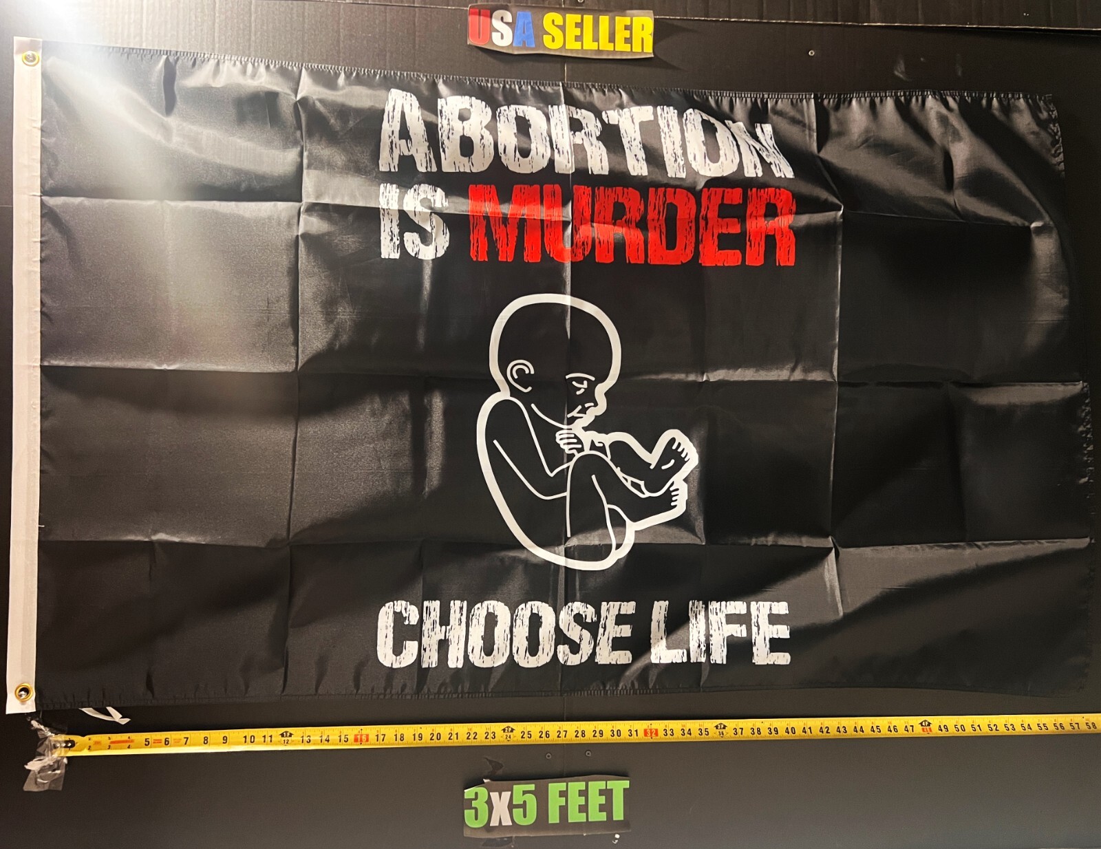 Pro Life Flag FREE USA SHIP Abortion Is Murder Republican God Love Life Sign 3x5