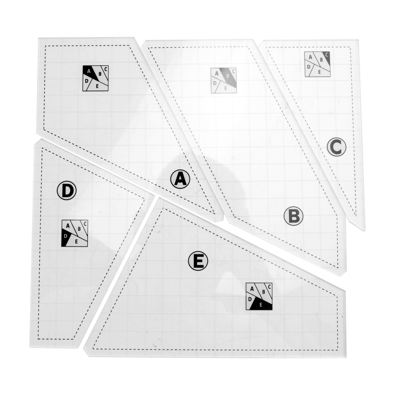 5Pcs  Quilting Cutting Template Grids Crazier Eights Template Quilt Ruler1335