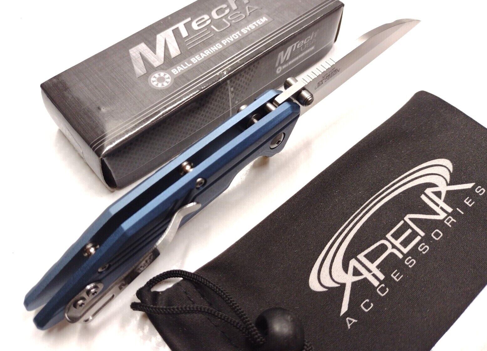 Button Lock Ball Bearing Pivot Pocket Knife Blade Manual EDC Flipper Blue