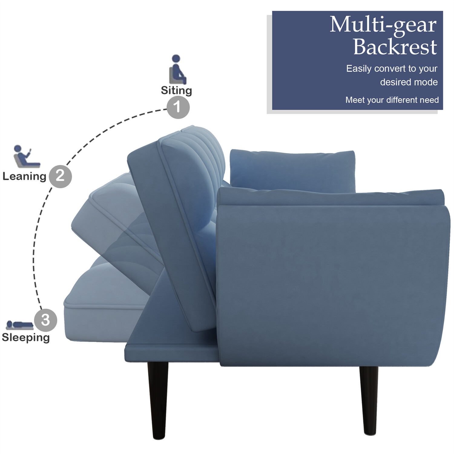 57'' Convertible Sleeper Sofa Bed Velvet Loveseat Sofa 2 Seater Sofa Couch US