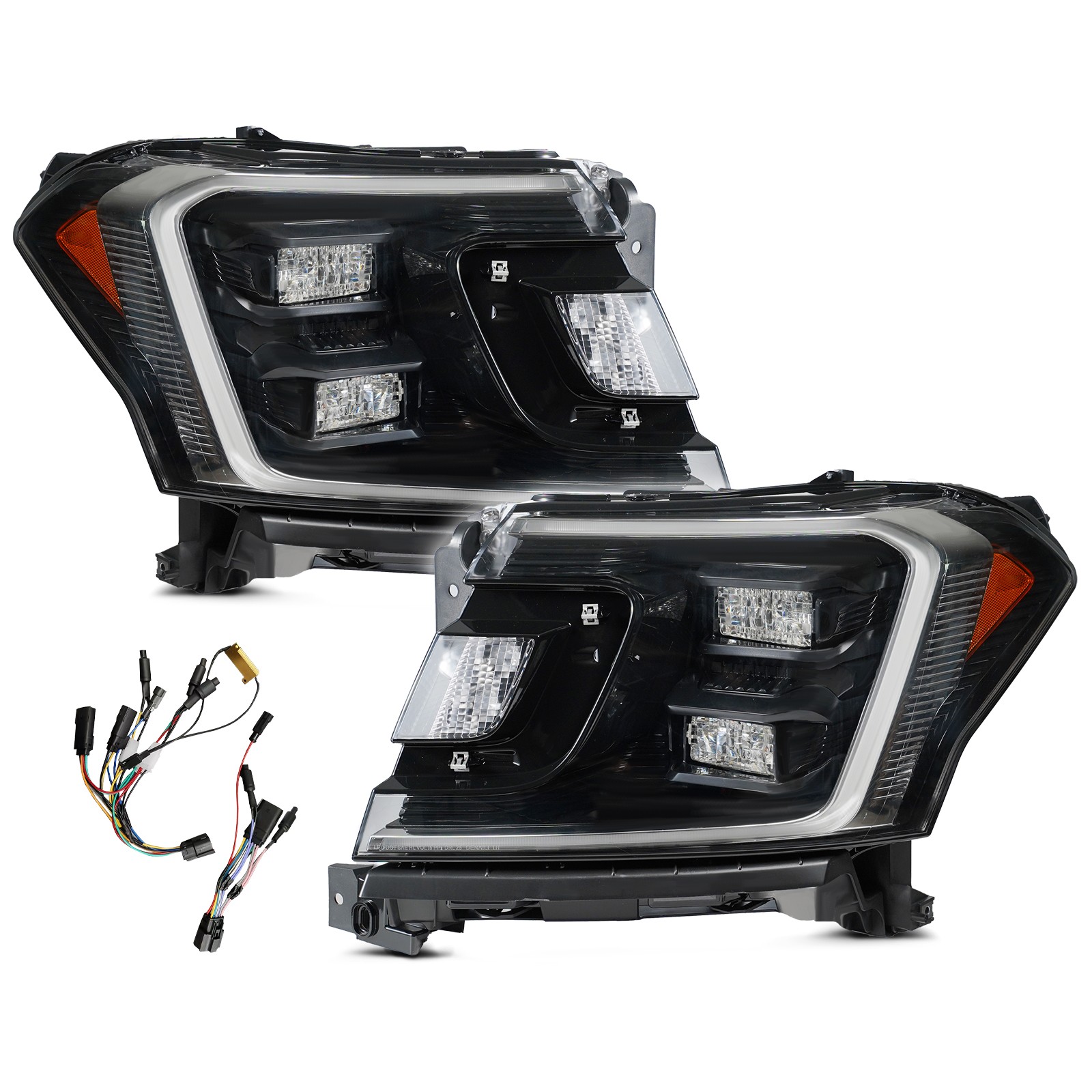 Halogen Upgrade LED Headlight For 2018-2021 Ford Expedition Black Projector Pair
