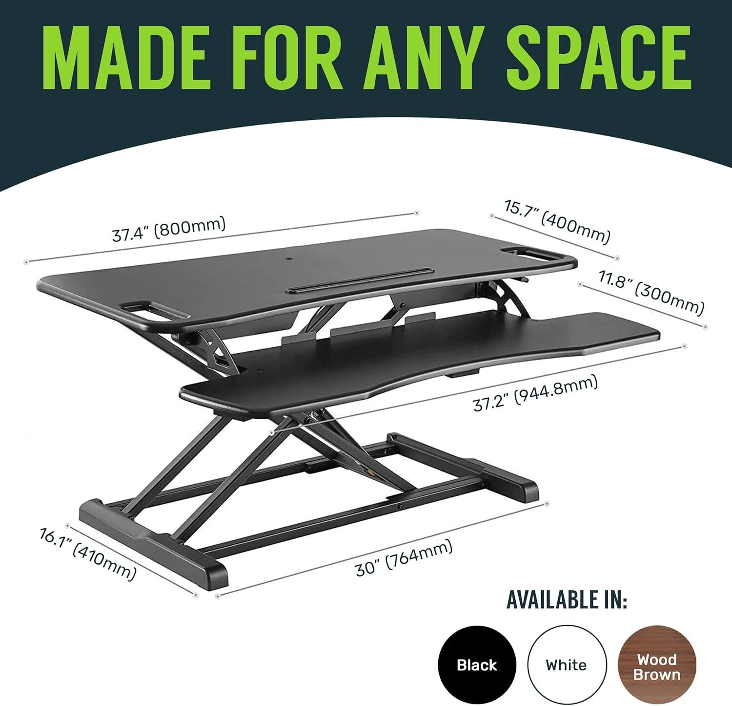 TechOrbits Black Standing 37" Desktop Converter