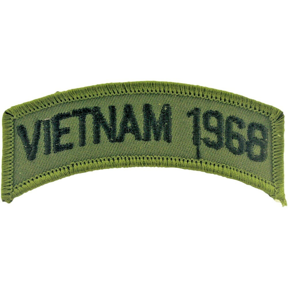 VIETNAM TAB "VIETNAM 1968" (SUBDUED) Embroidered Shoulder Patch 3-1/2" (0829)