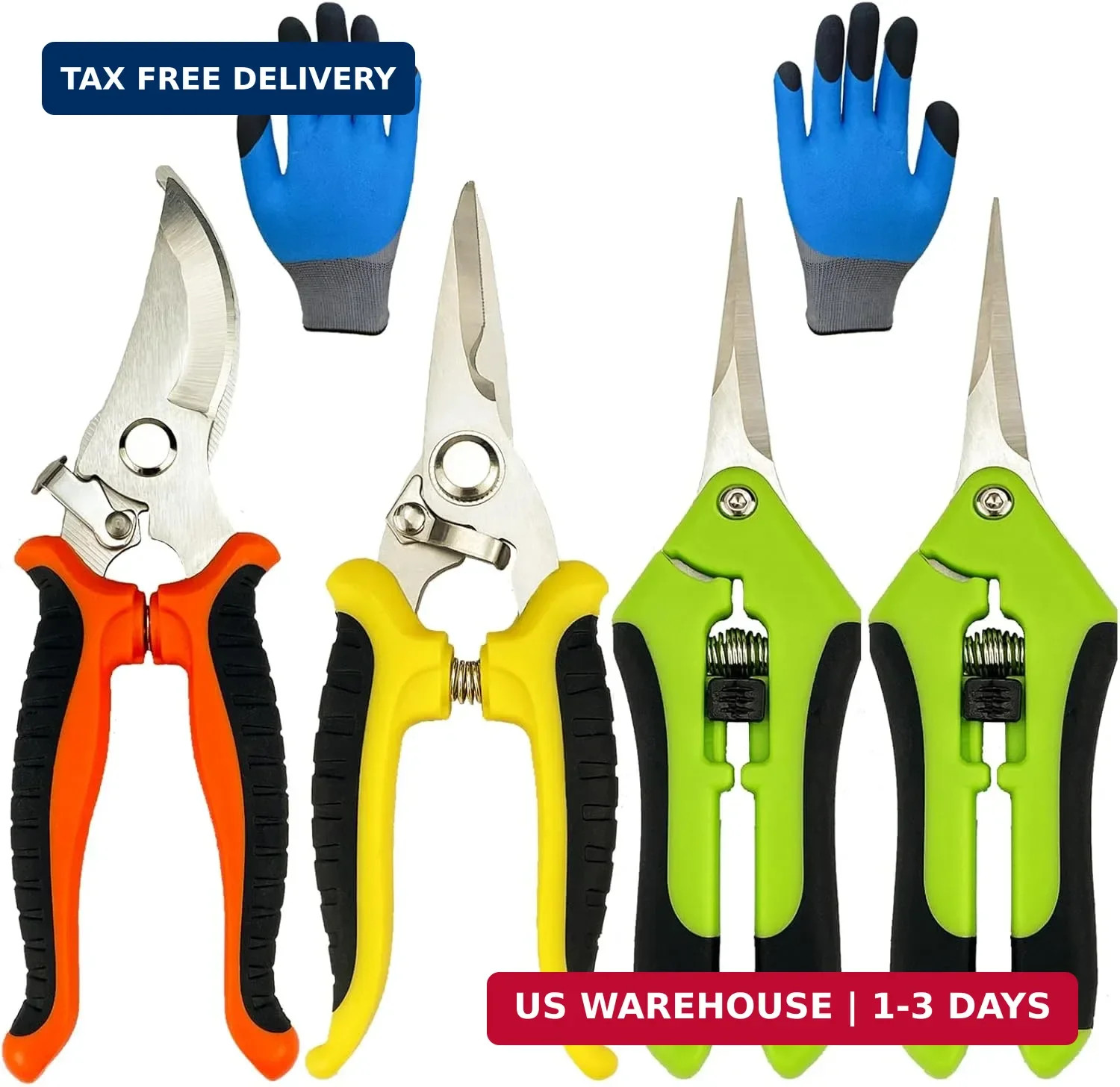 Pruning Shears, 5 Pack Garden Shears with Gardening gloves, Clippers Handheld, S