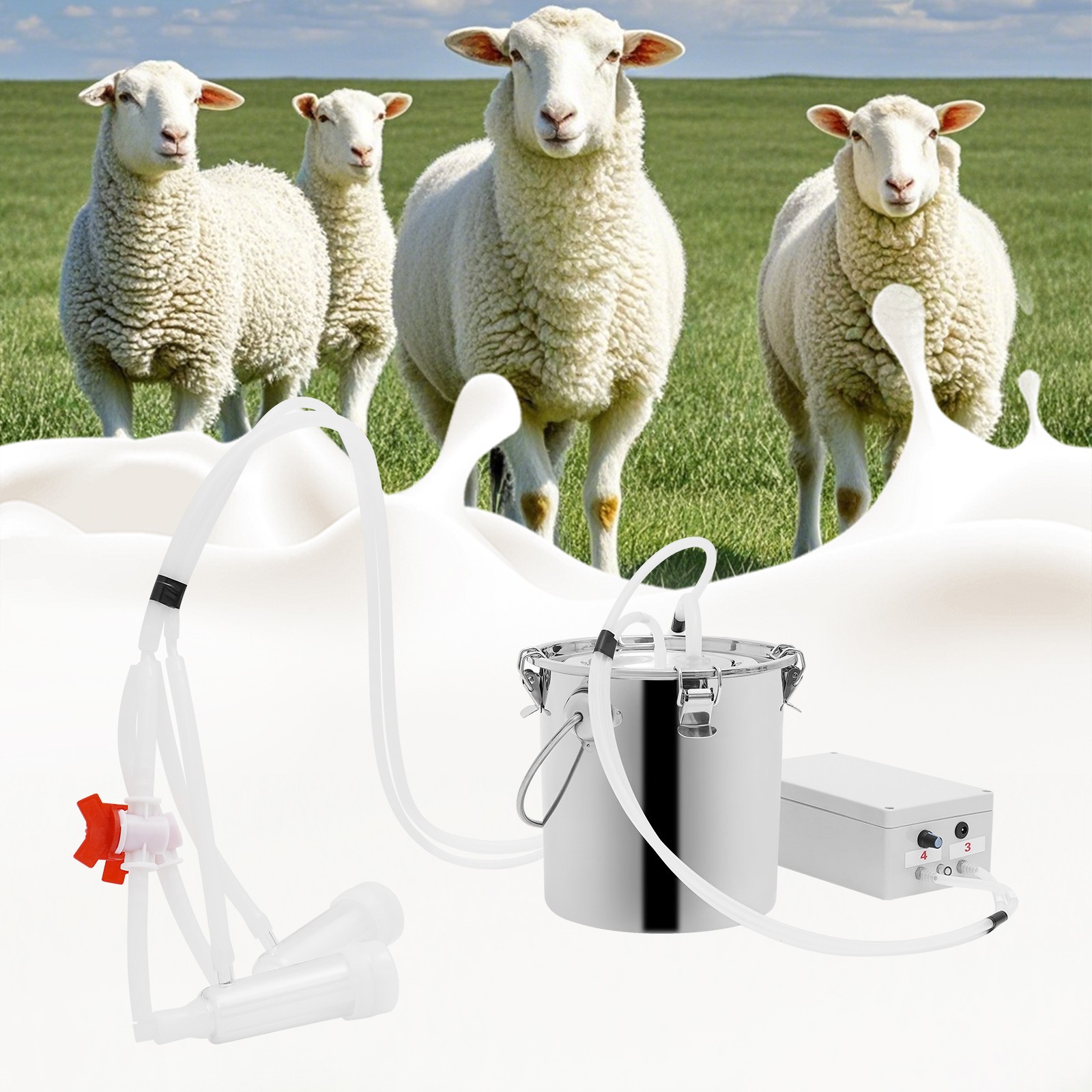 Electric Cow Milker, Milking Machine with Stainless Steel Bucket,Cow Milker
