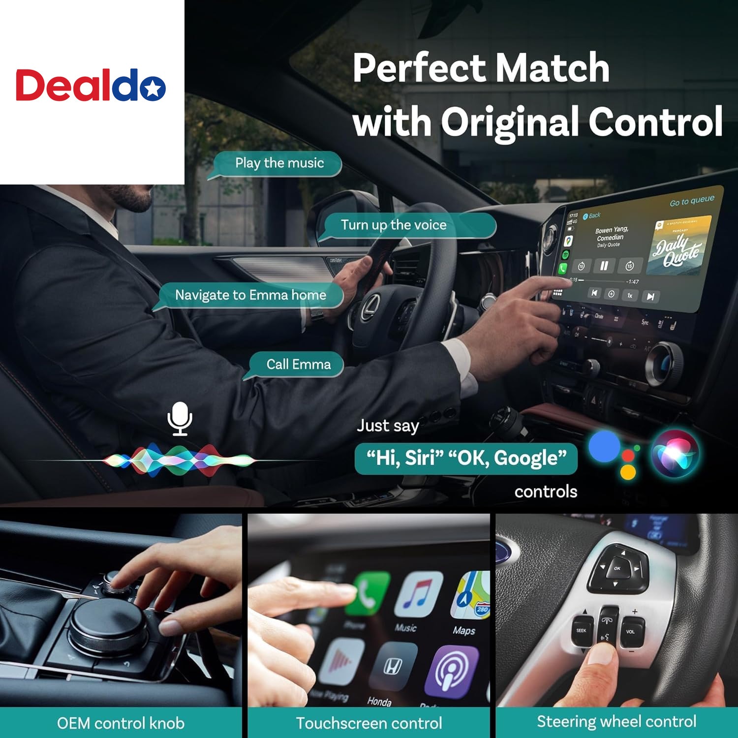 Mini Dongle Wireless Carplay Adapter for Iphone & Android Auto Adapter 2-In-1 Co