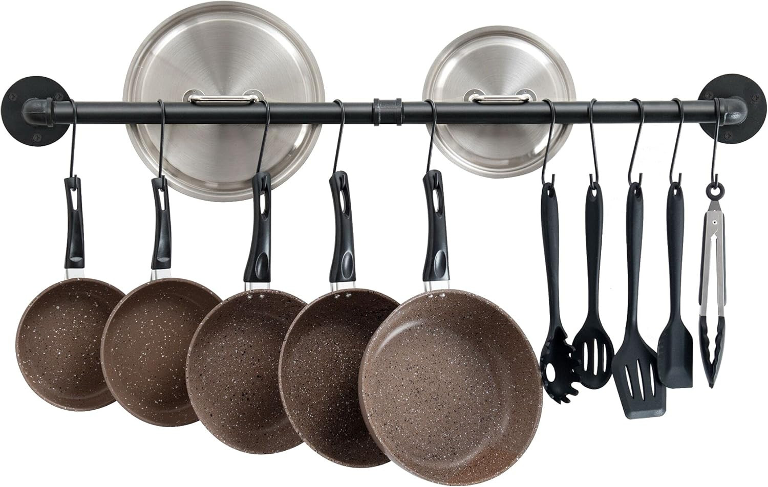 38 inch Pot Bar Rack Wall Mounted Detachable Pans Hanging Rail Kitchen Lids Uten