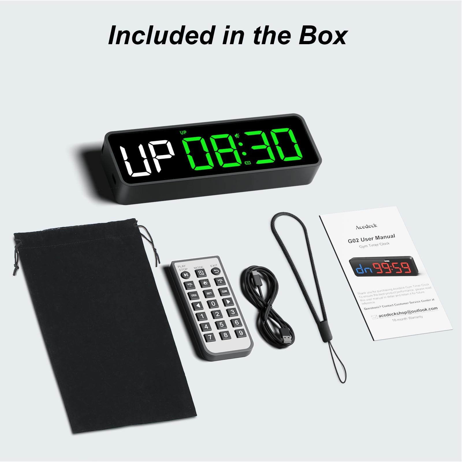 Portable Gym Timer: Small Fiteness Digital Clock Remote Control