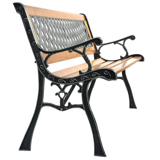 Outdoor Cast Iron Patio Bench - Color: Brown