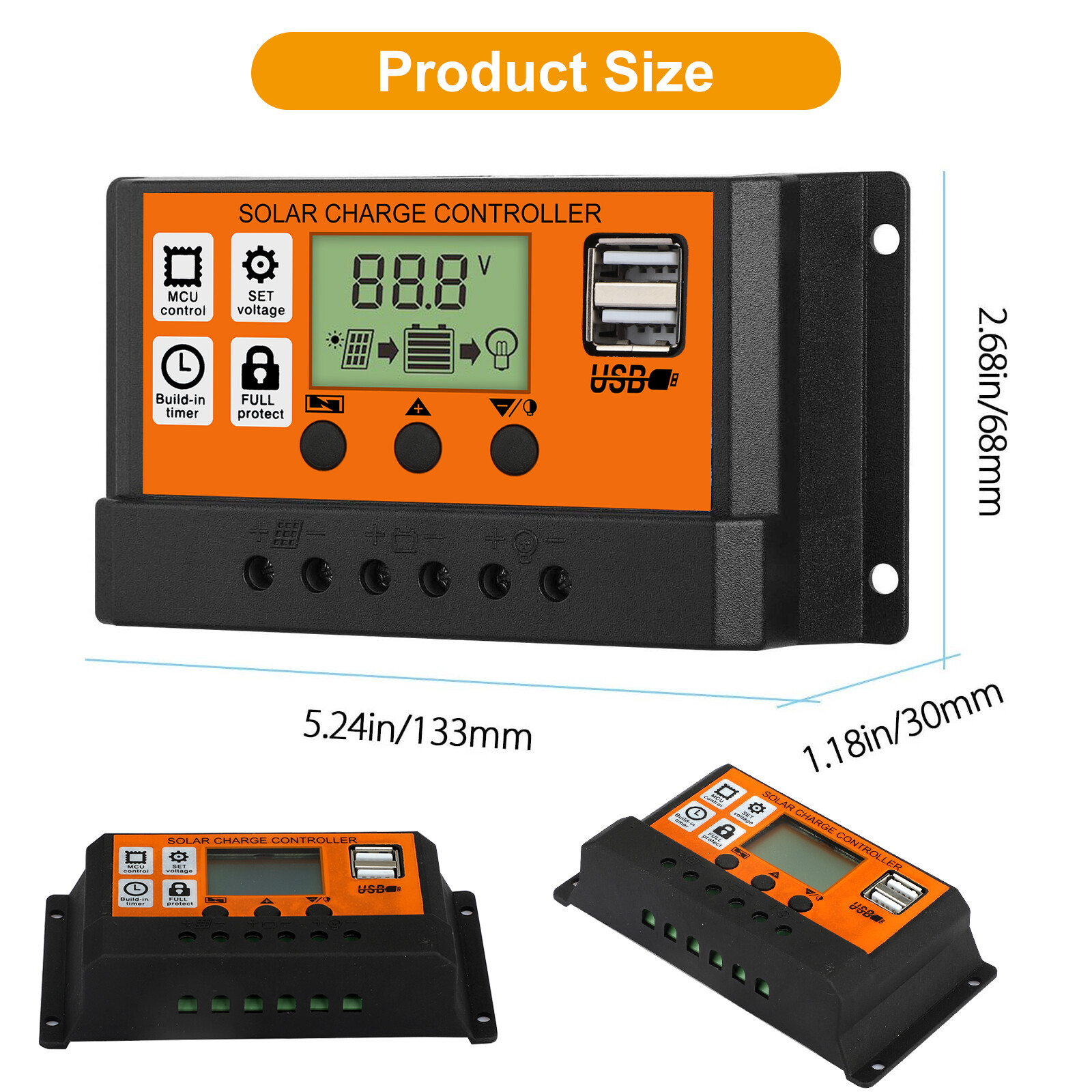 100A MPPT Solar Panel Kit Regulator Charge Controller Auto Focus Tracking12V 24v