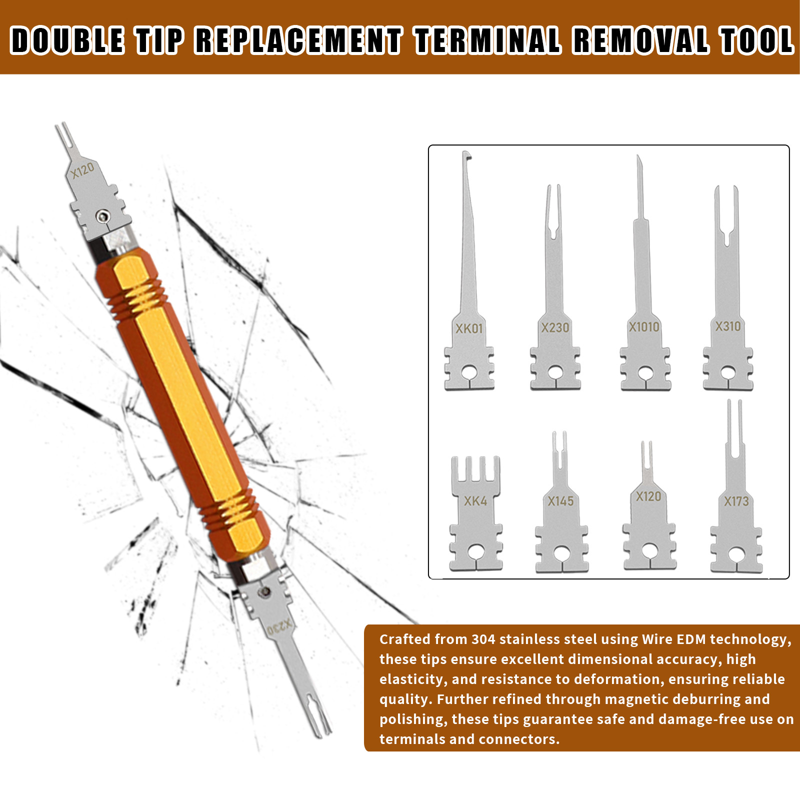 8PCS Electrical Pin Removal Tool Kit Tip Replacement Terminal Removal Tool Set