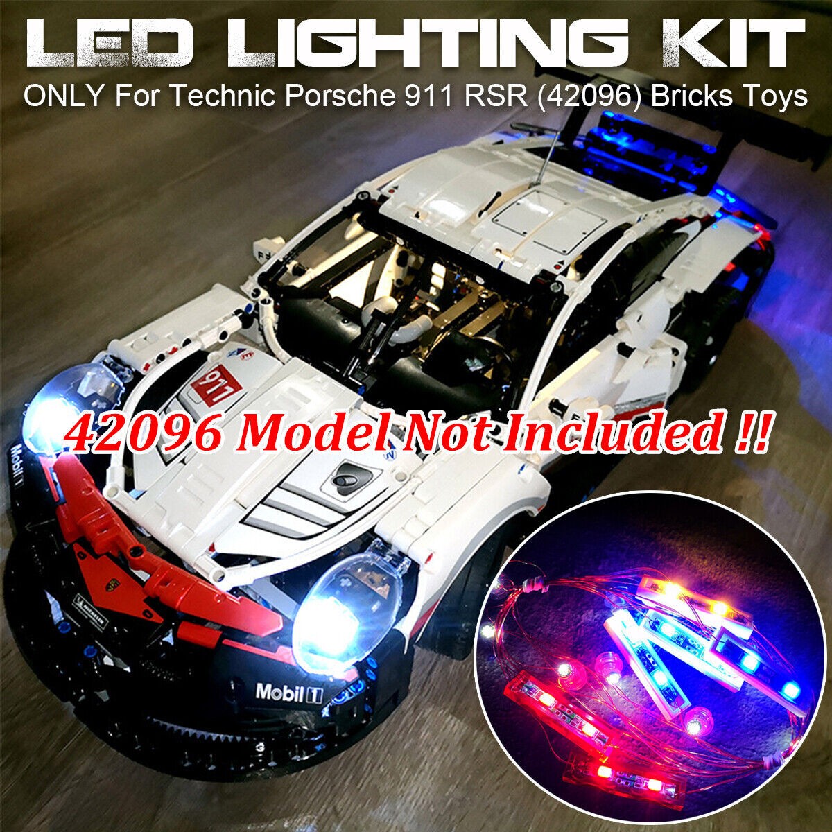 1X ONLY For lego 42096 LED Light Lighting Kit Technic Porsche 911 RSR bricks Toy