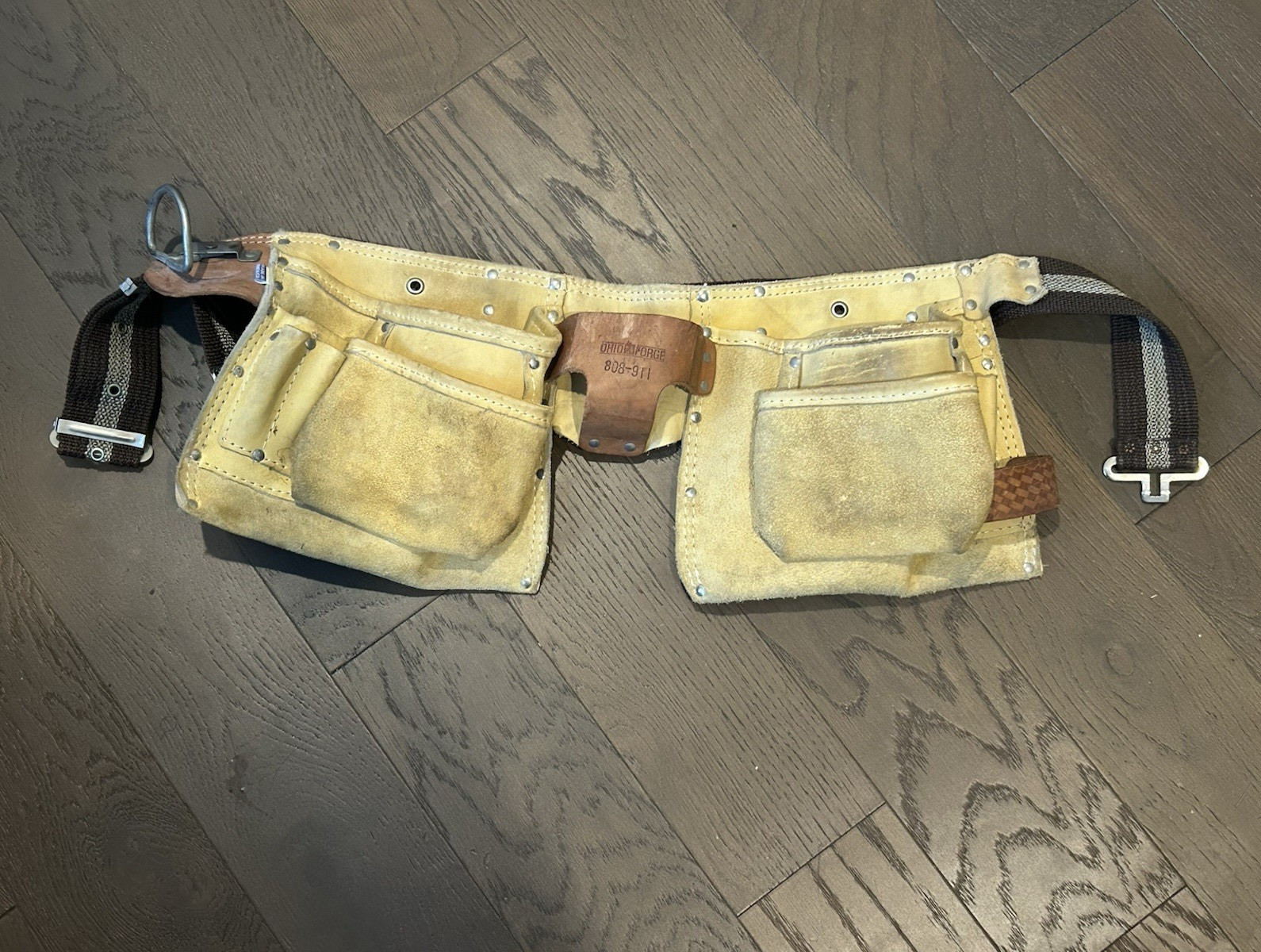 Leather Ohio Forge 808-9YI Lineman/Climbing Tool Body Belt with Pouches