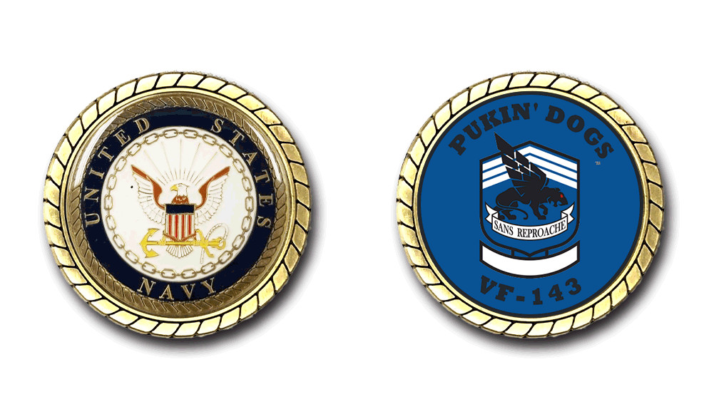 VF-143 Pukin' Dogs US Navy Squadron Challenge Coin Officially Licensed
