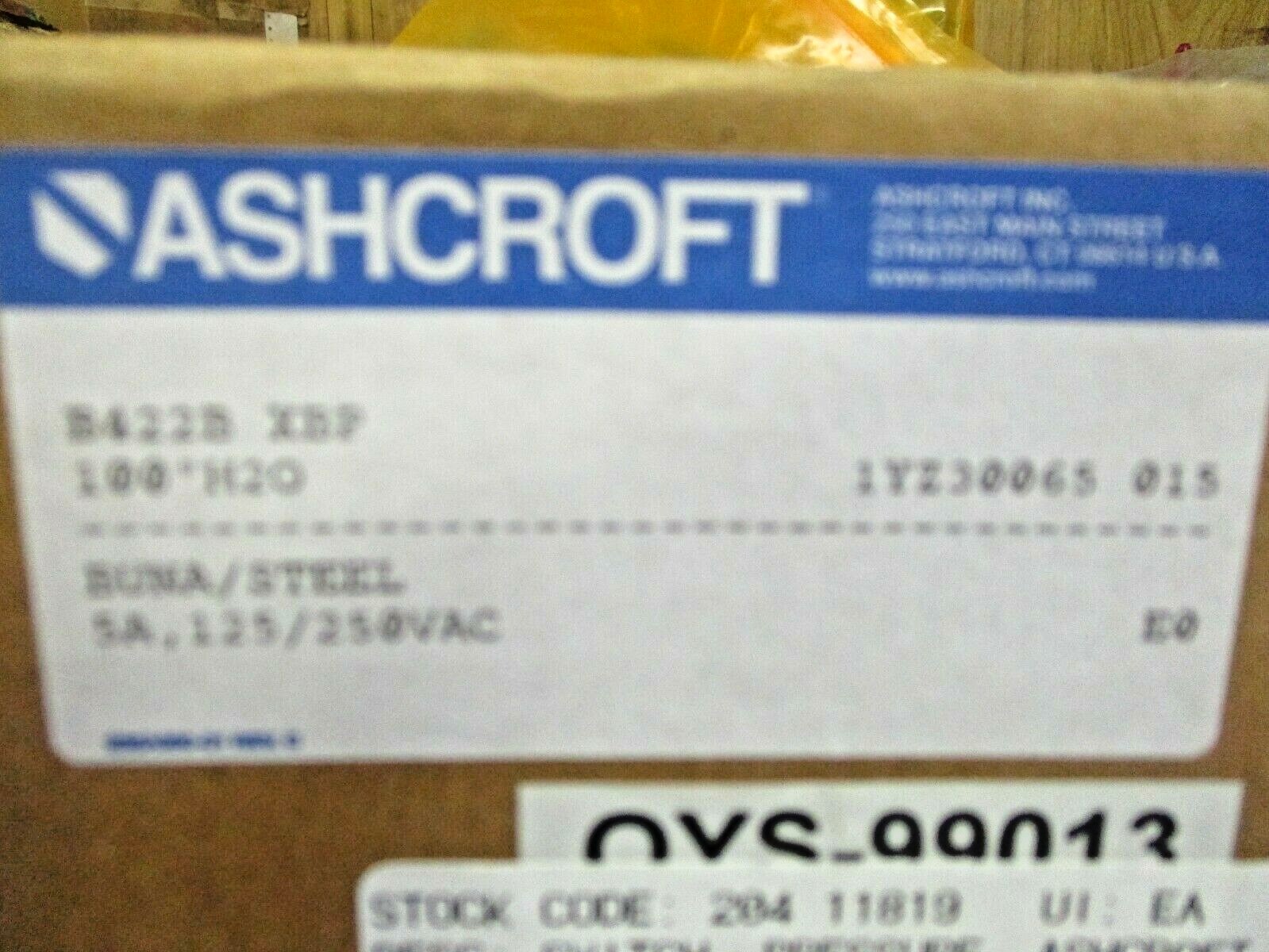 NEW ASHCROFT PRESSURE SWITCH B422BXBP100"H20