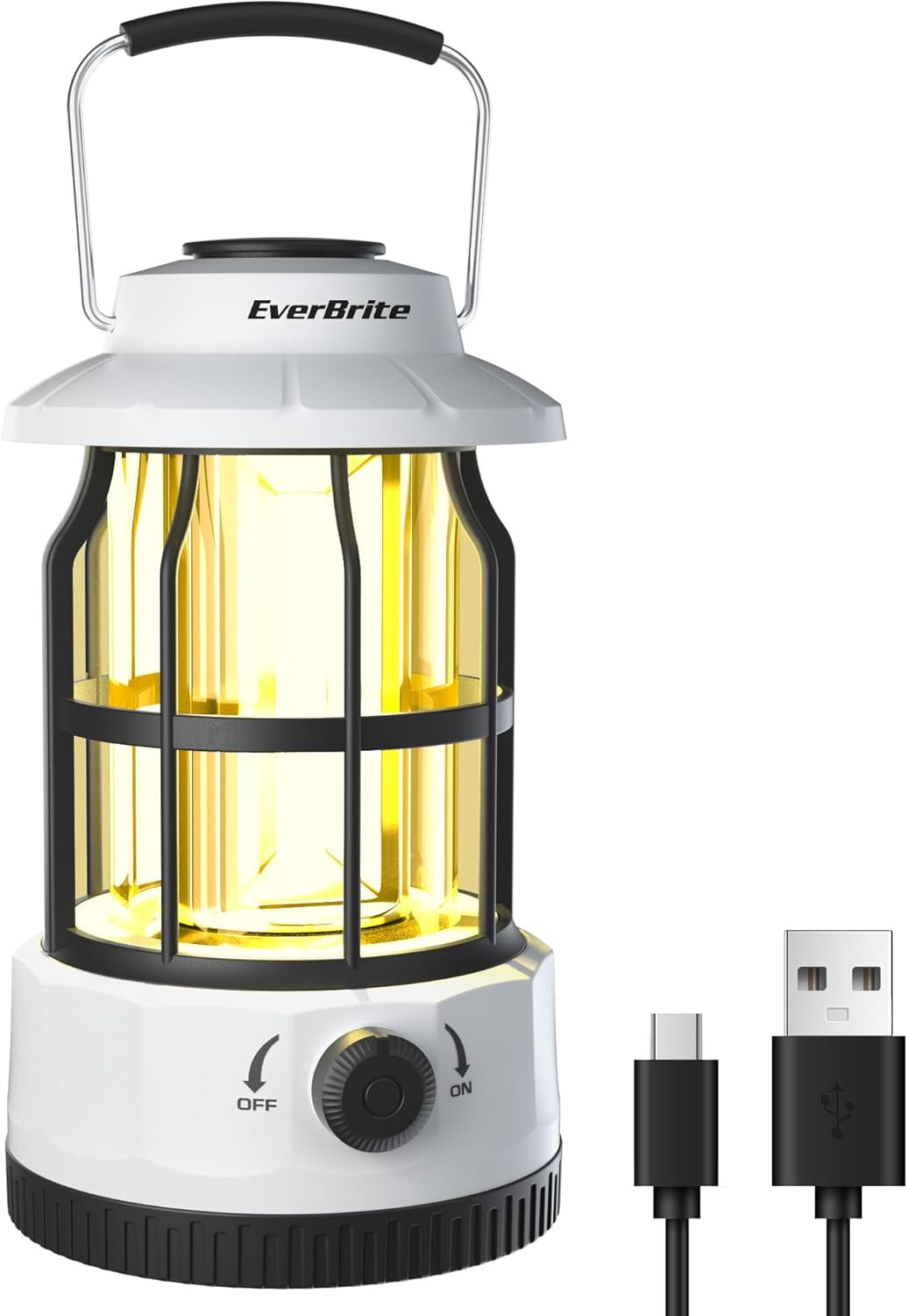 Everbrite LED Camping Lantern, USB C Rechargeable with Stepless Dimming, Vintage