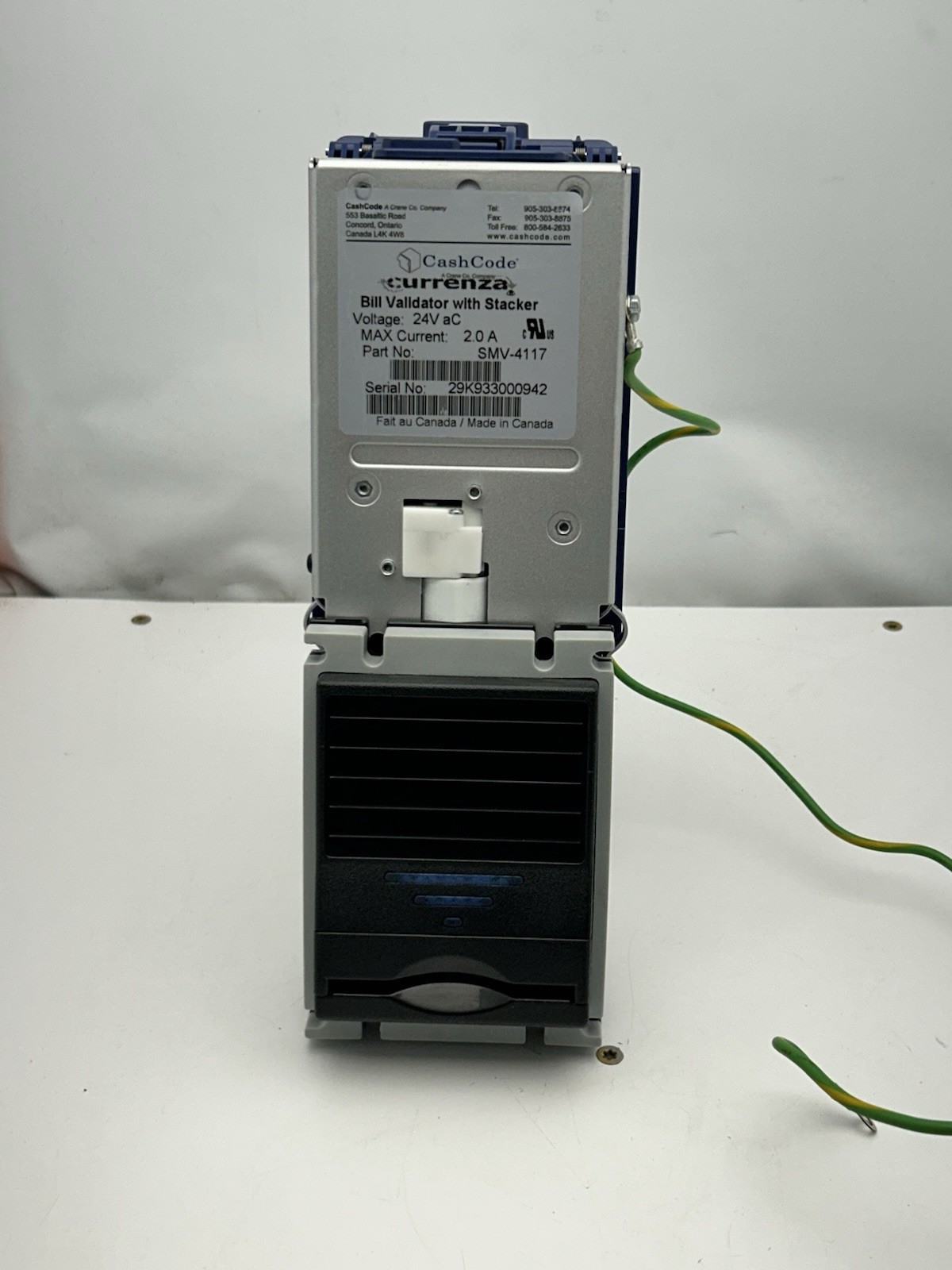 Crane Cash Code Currenza SMV 4117 Dollar Bill Validator Acceptor w/ Stacker $1