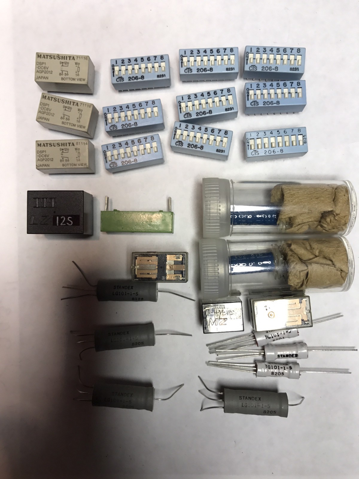 Assortment of Relays and 8 Position DIP Switches