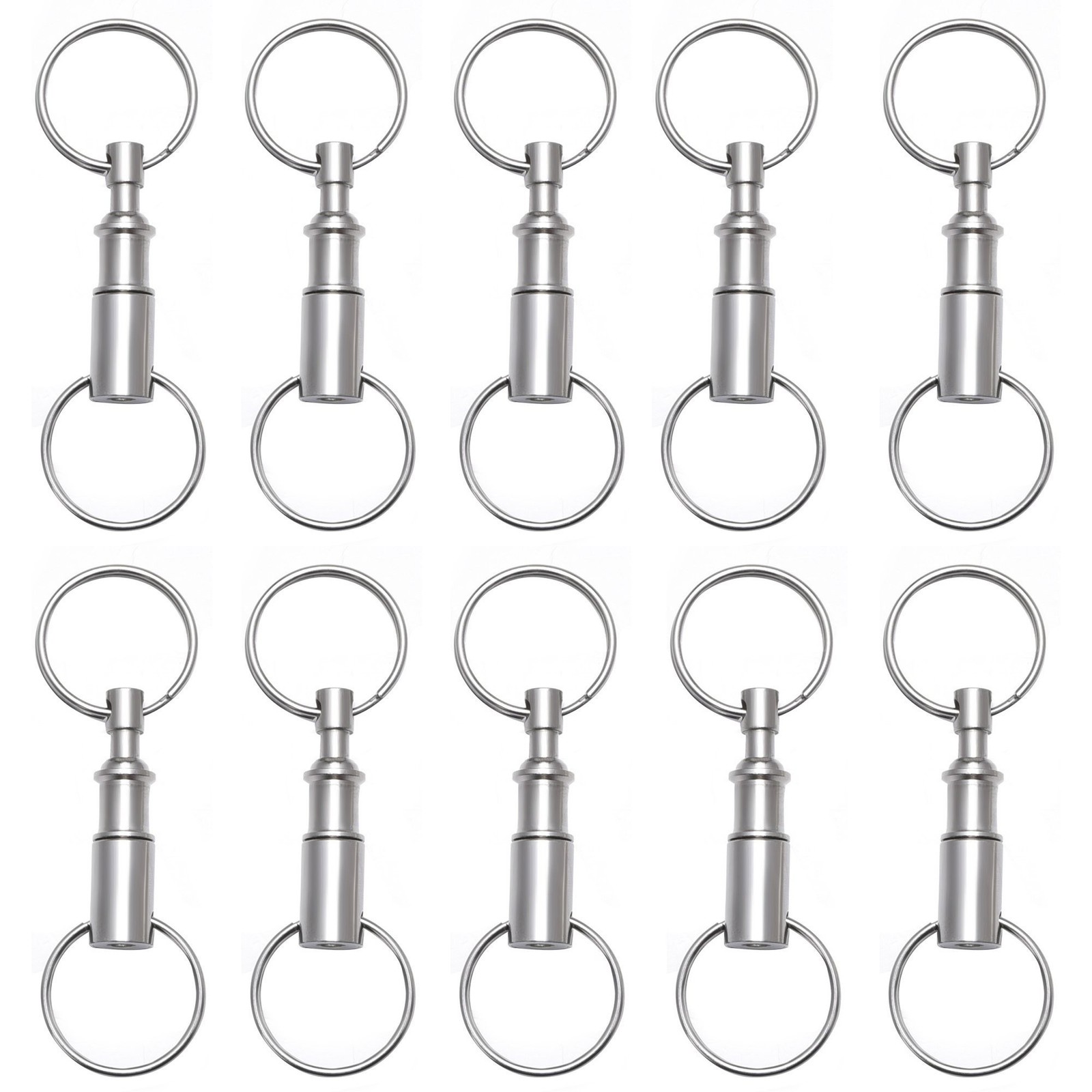 Detachable Pull Apart Key Rings Keychains Heavy Duty Split Rings Silver 10 PCS