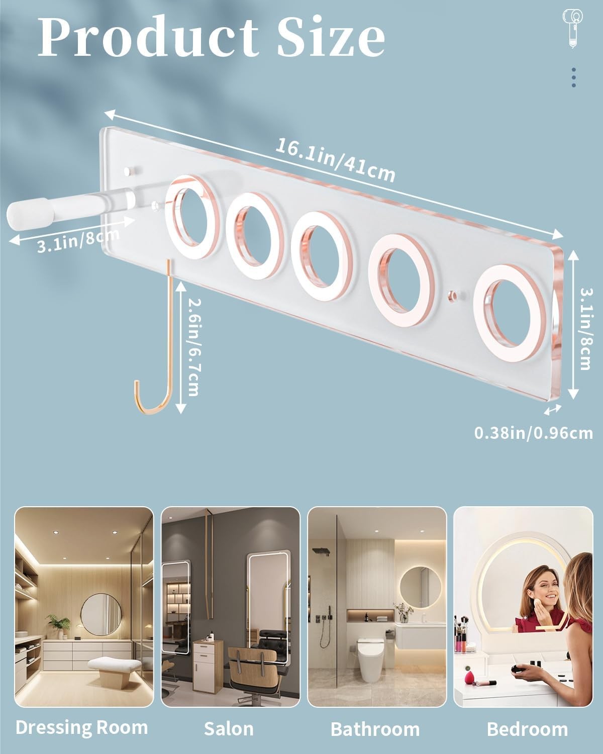 6-in-1 Magnetic Wall Mount for Dyson Supersonic Hair Dryers (HD08, HD01, HD02,