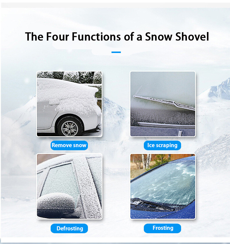 2-in-1 Ice Scraper W/ Brush Car Windshield Detachable Snow Remove Cleaner Orange
