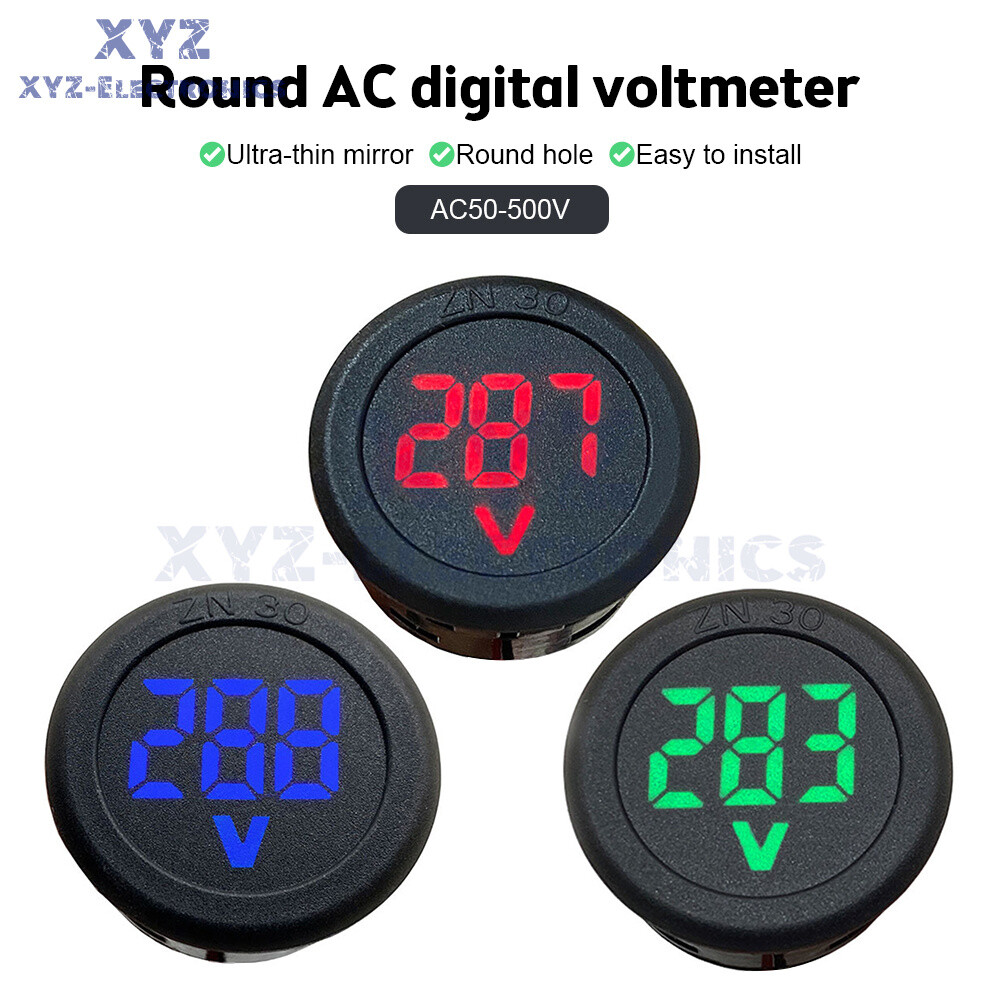 AC 50-500V Voltmeter LED Display Digital Panel Meter Voltage Indicator Red Blue