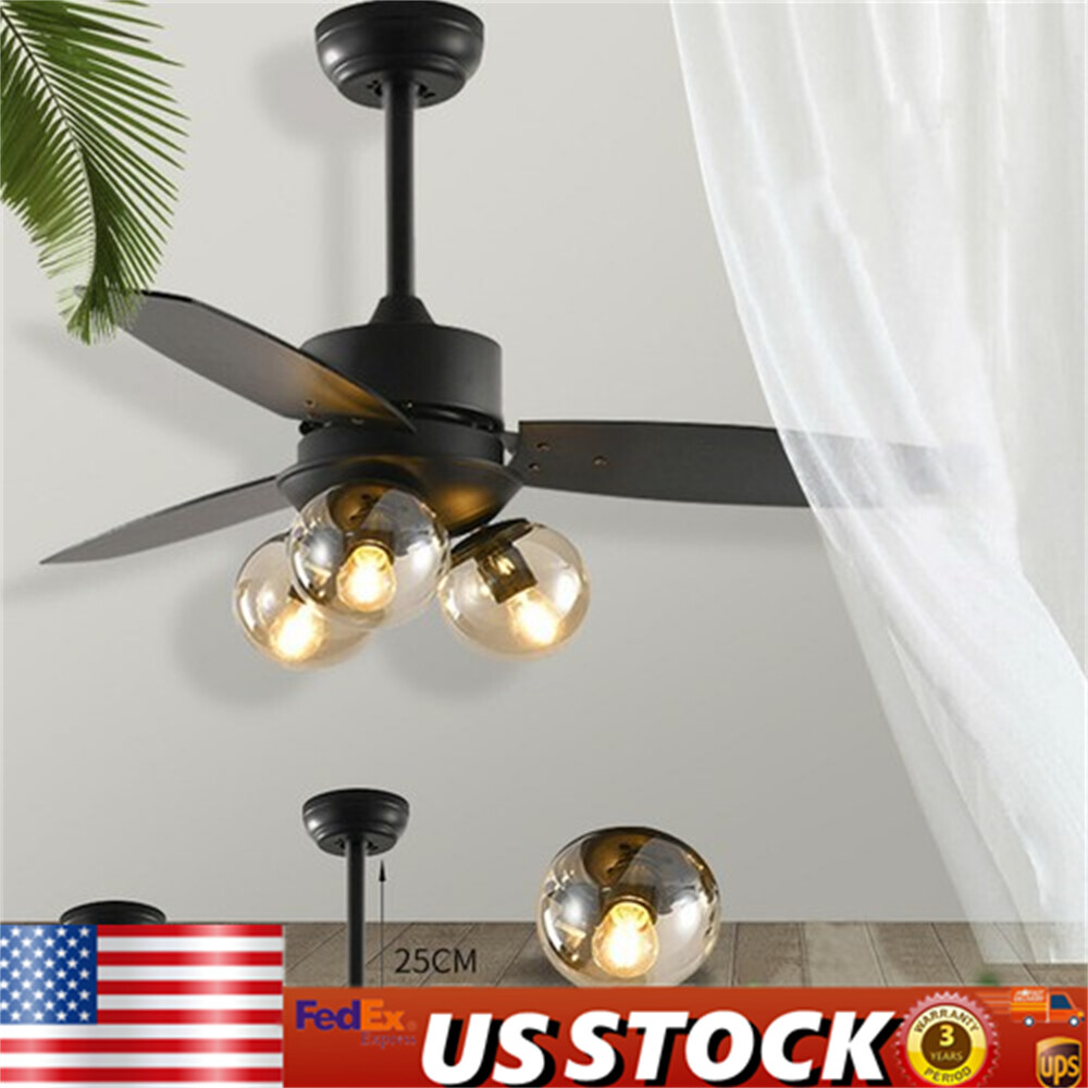 42" Vintage Ceiling Fan Light Industrial Farmhouse Chandelier 3-Light Lighting
