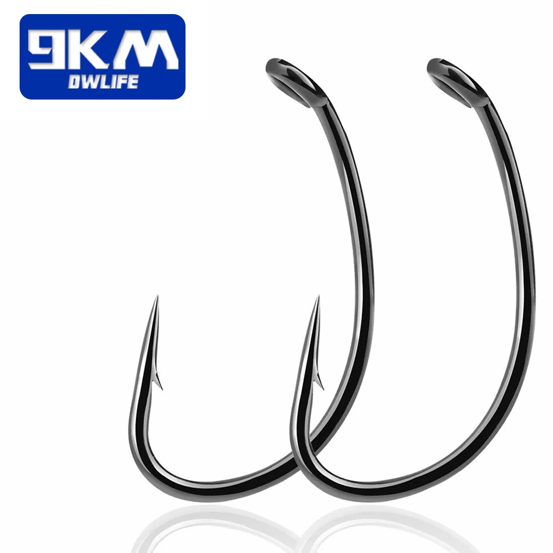 50Pcs Carp Fishing Hook Wide Gap Curved Shank Bass Hook Barbed Hooks Freshwater