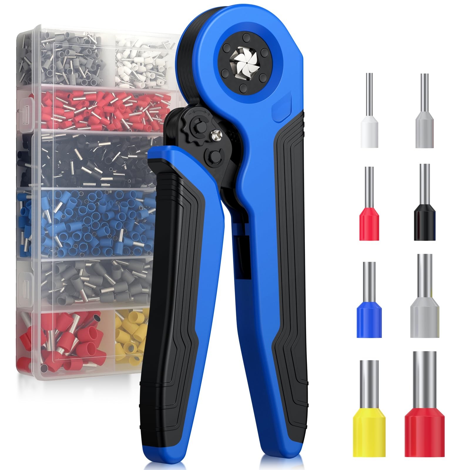 VORXEON Ferrule Crimping Tool Kit, Hexagonal Ratchet Plier Self-adjustable