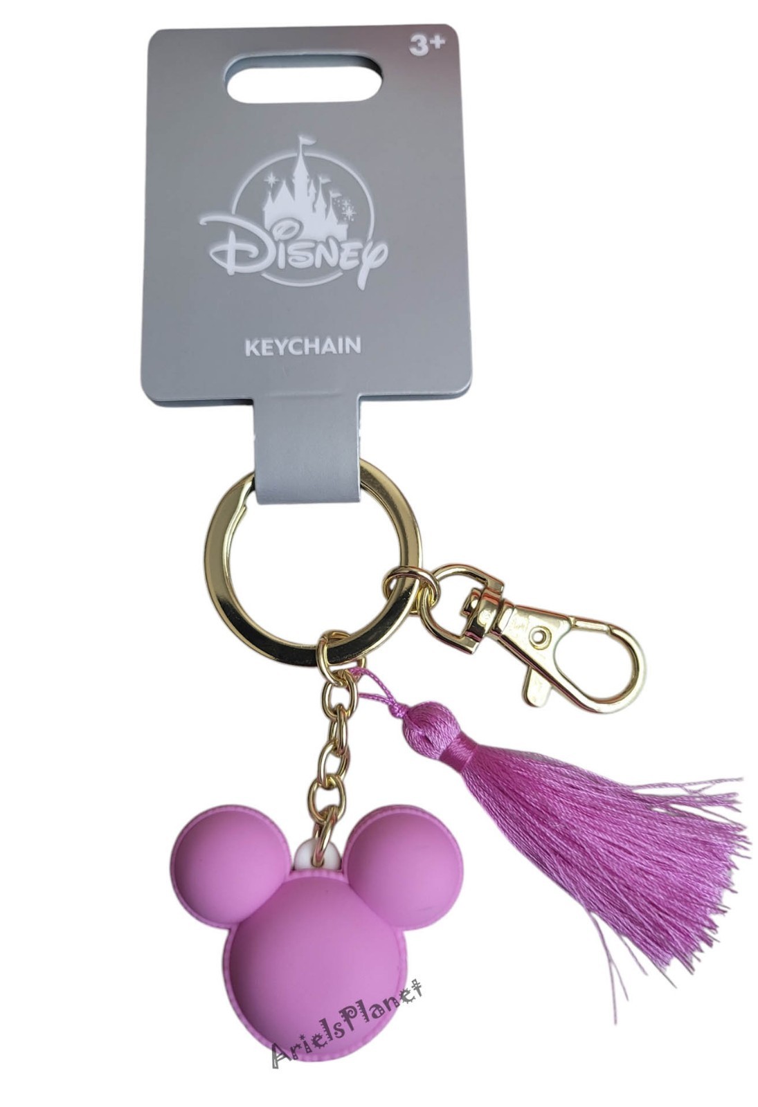 Disney Parks Mickey Mouse Ear Macaron w/ Tassel Keychain Bag Charm - Purple