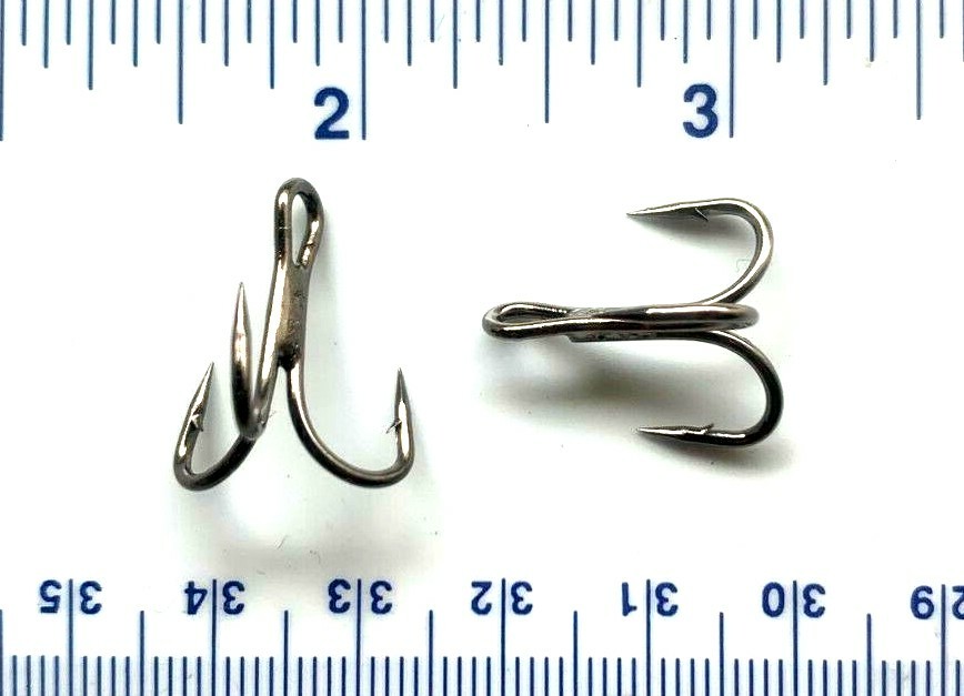50 GT 9650 3X Strength Round Bend Black Nickel Treble Fish Hooks Size 6