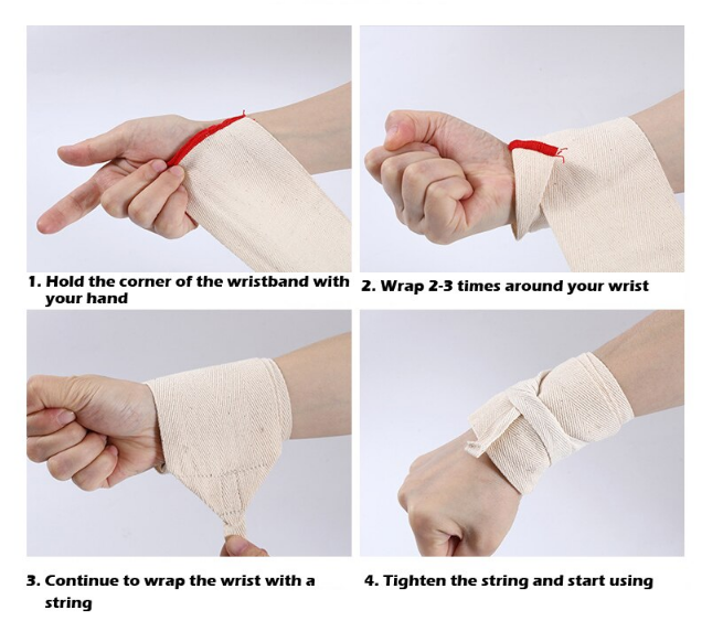 1 Pair Cotton Beige Bandage Breathable Wrist Wrap Compression Strap Support Gym