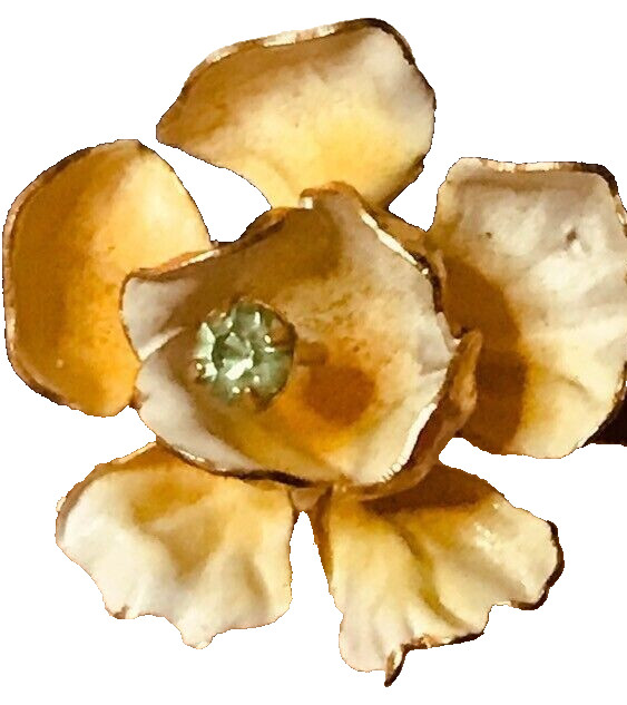 Austria Crystal Earrings White Yellow Enanmel VINTAGE FLORAL
