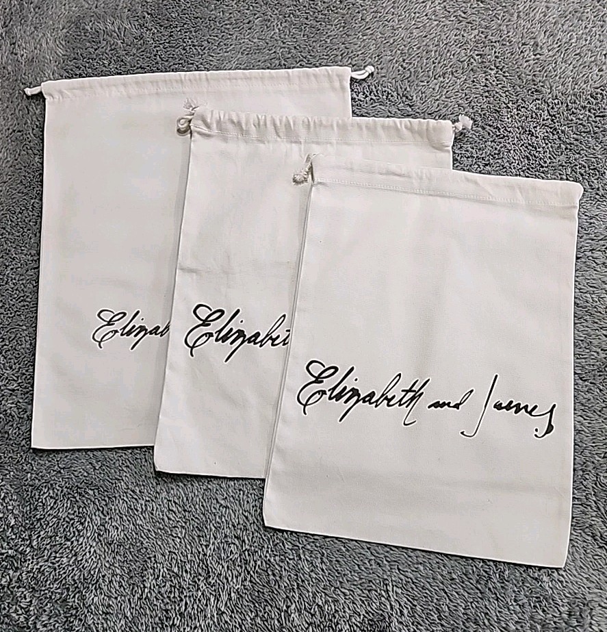 3 ELIZABETH & JAMES Drawstring Logo Dust Bag 14" Shoes & Handbag Storage