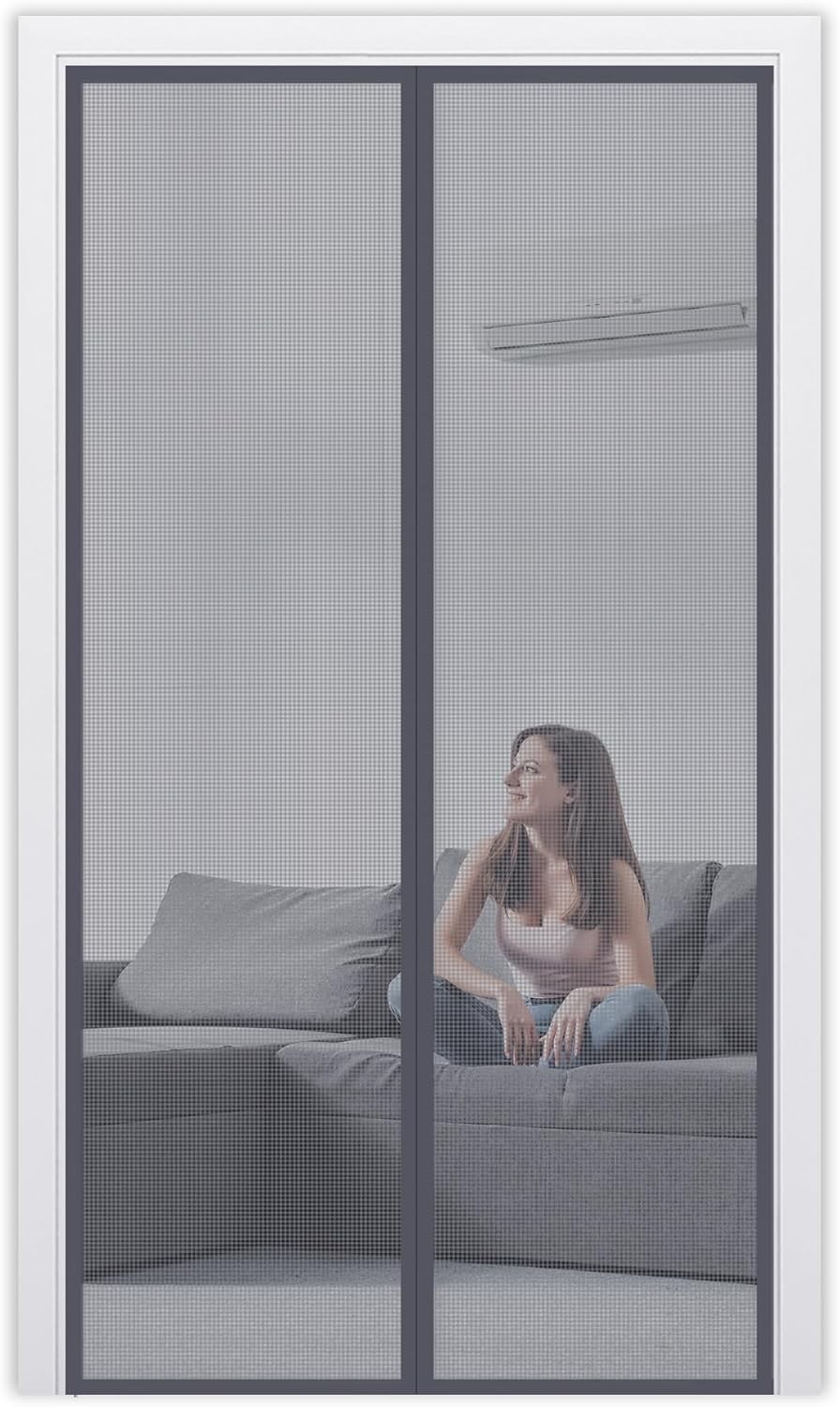 Durable Fiberglass Magnetic Screen Door for Single Doors - Self-Sealing Mesh