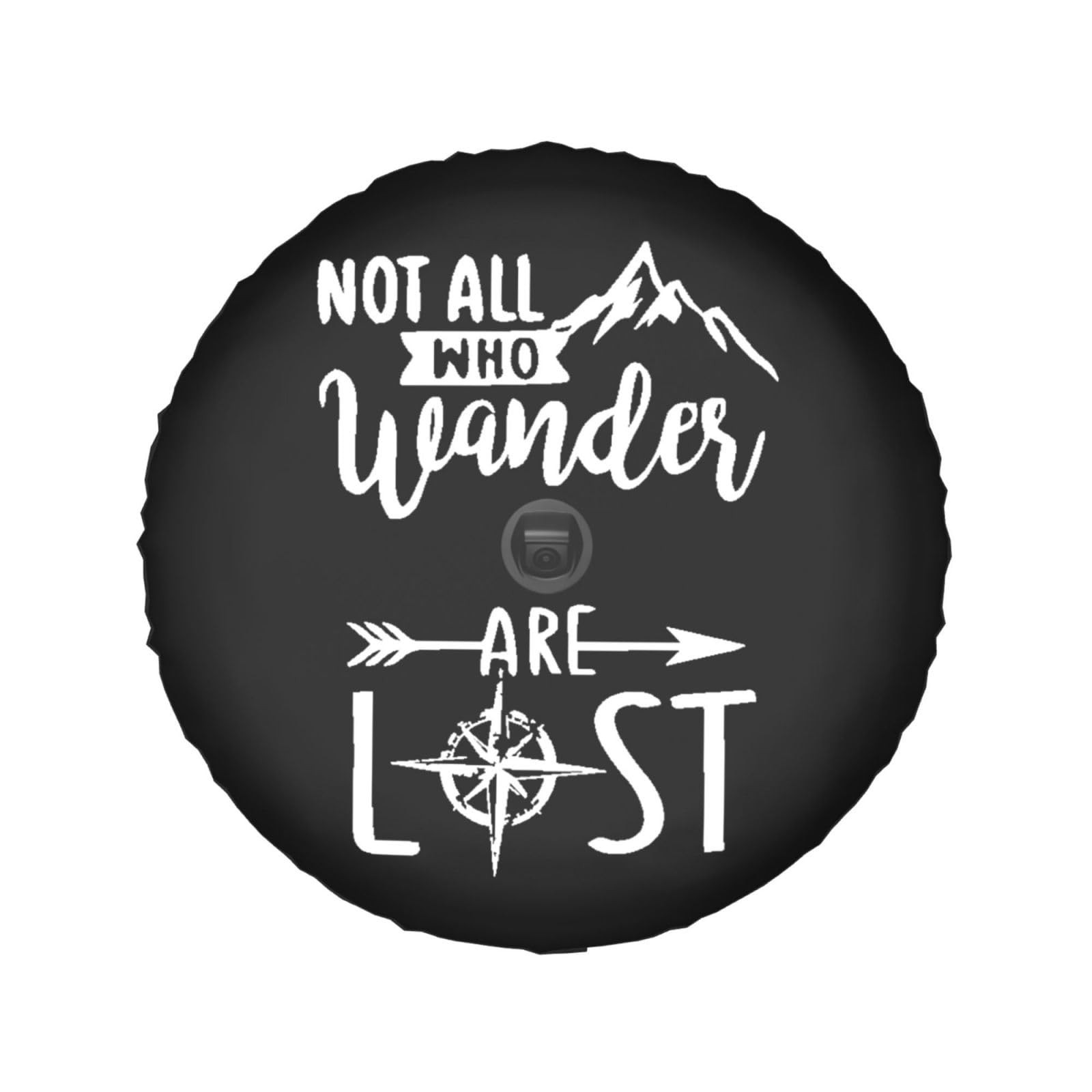 Not Who Wander are Lost Spare Tire Cover with Backup Camera Hole Compass Rose...