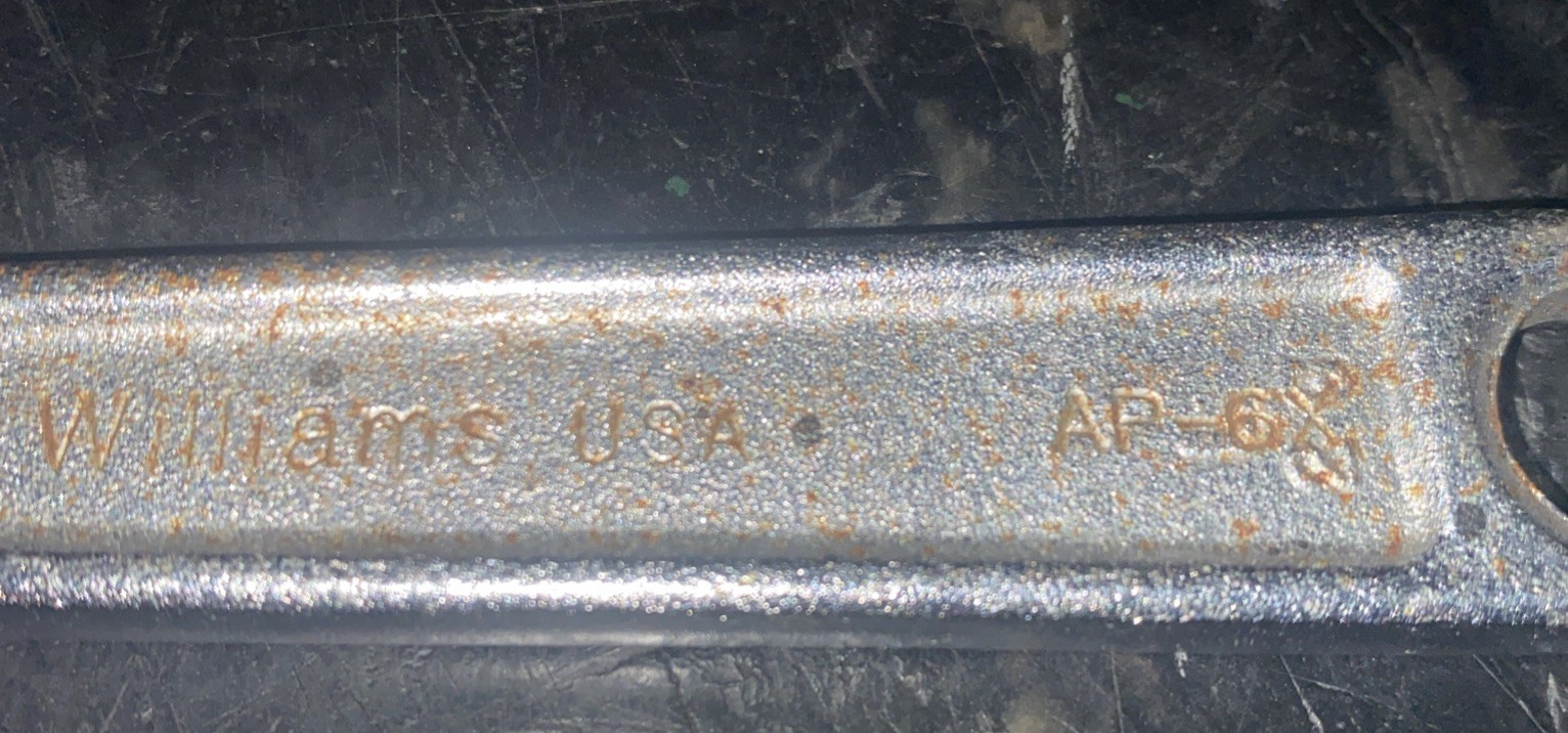 Vintage Williams 6" Inch Adjustable Wrench, AP-6X, USA