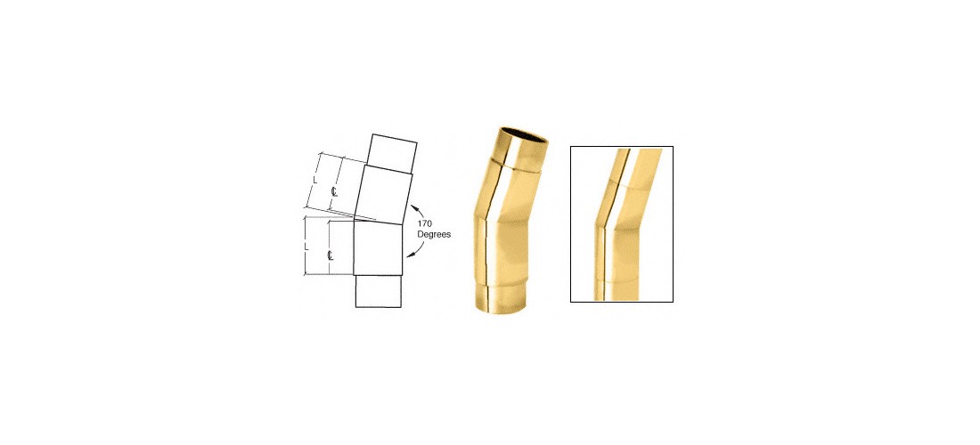 CRL HR15SAPB Polished Brass Mitered Style 170 Degree Flush Angle