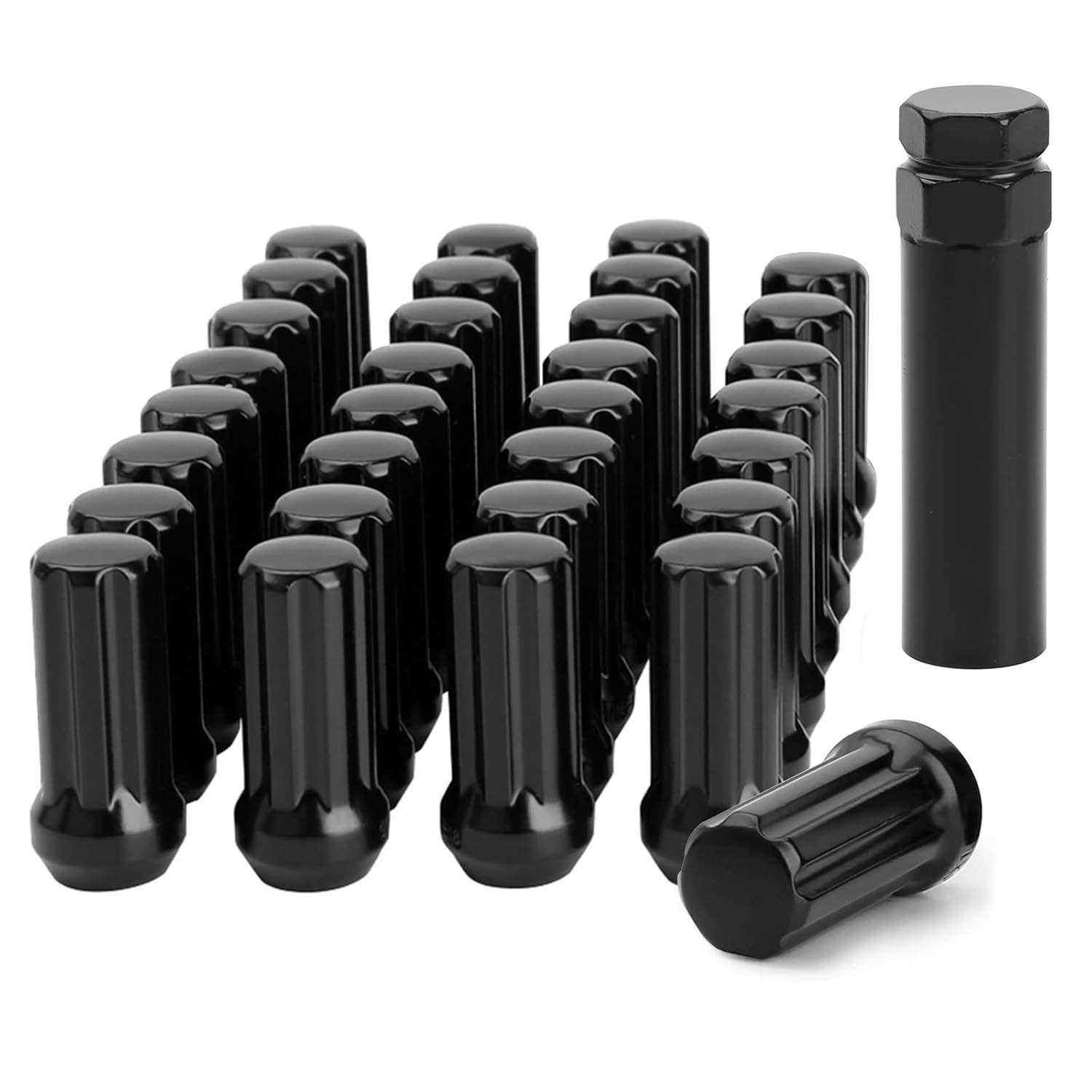Spline Lug Nut 32pcs for Dodge 2500 3500 8 Lug, 9/16 x18 9/16-18 Black 32 PCS