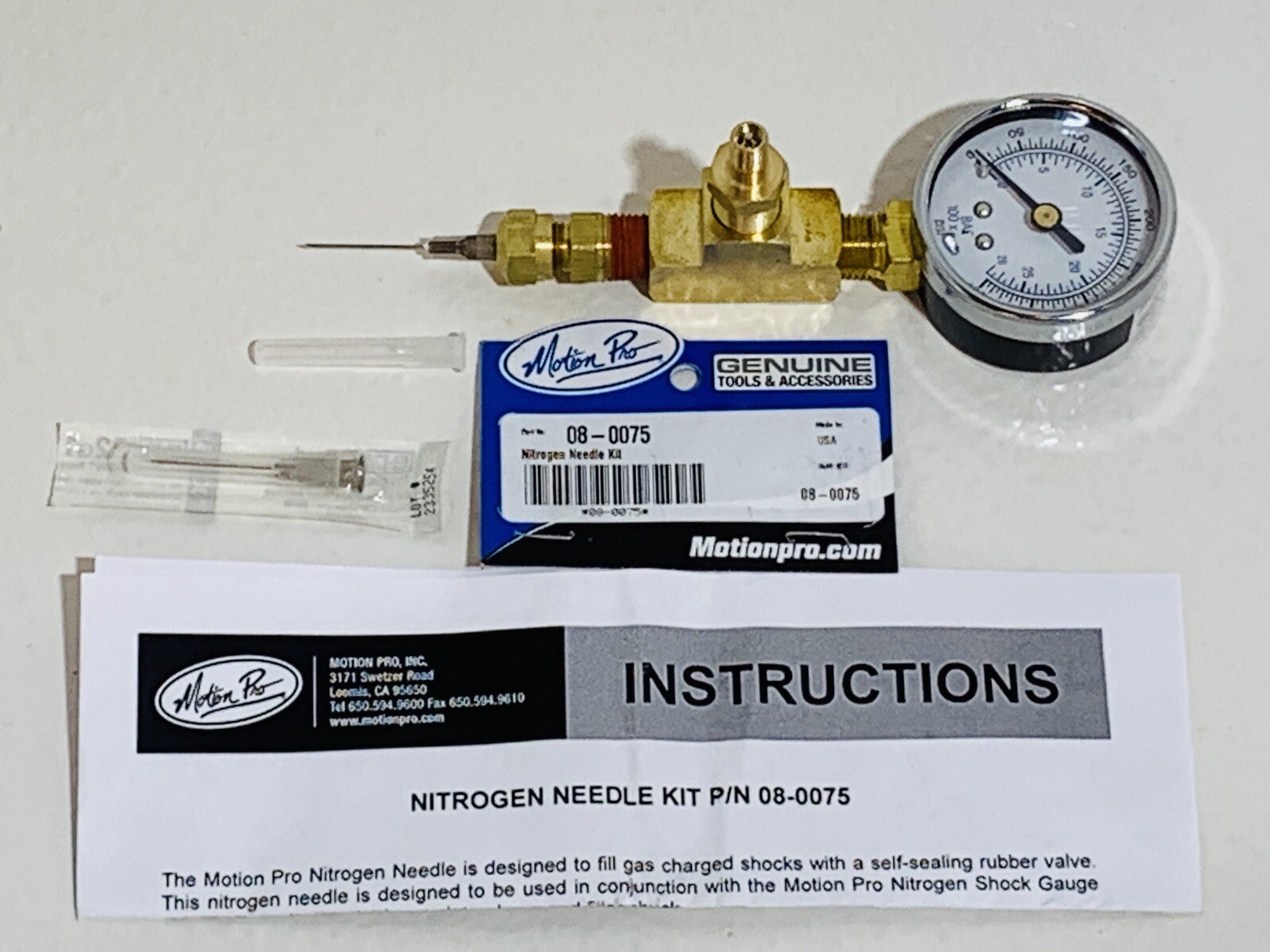 Shock Nitrogen Gauge Needle Fill Tool W/ MOTION PRO NEEDLE 08-0075 Fox RZR +